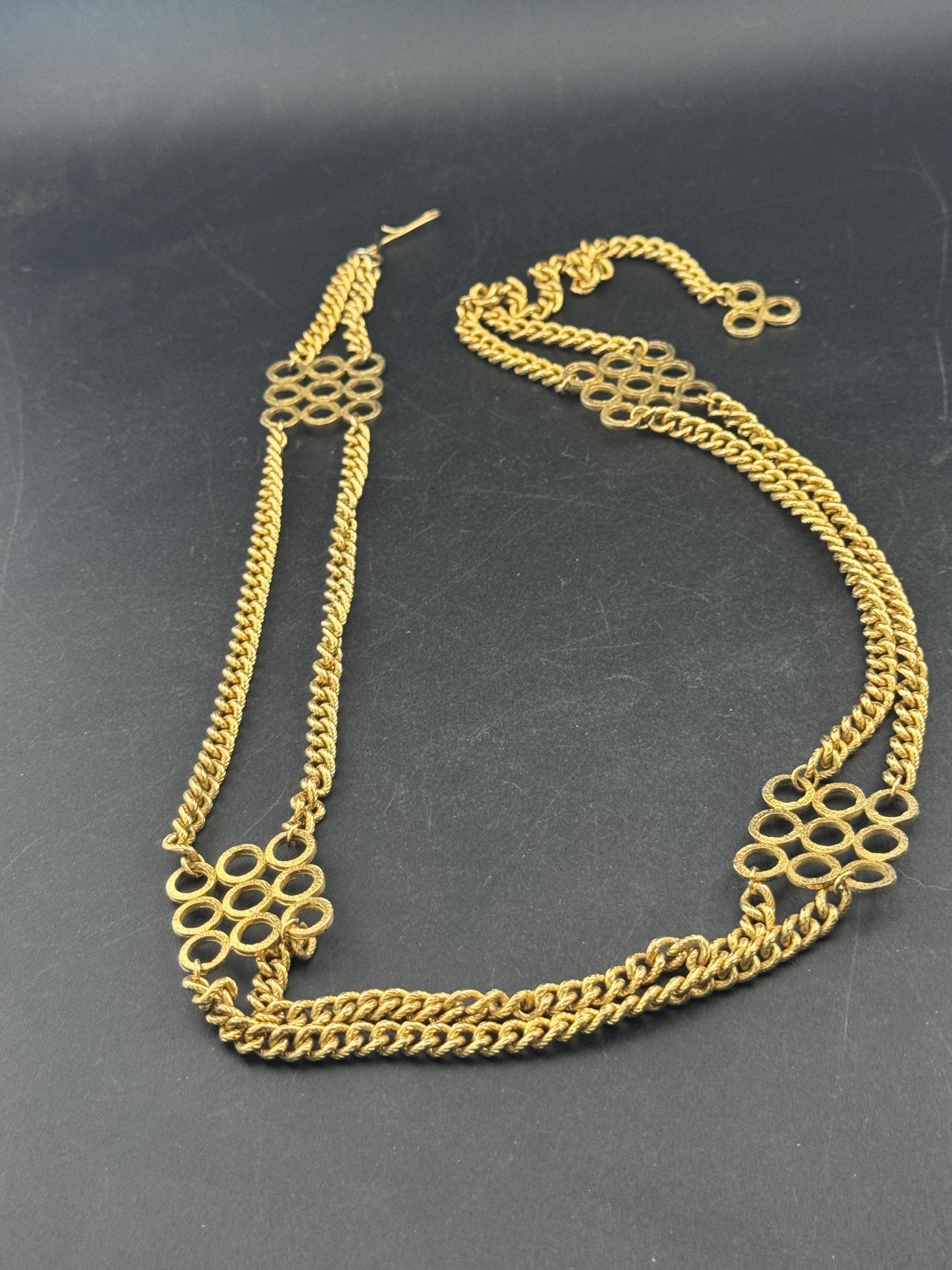 Petite fit 64-77cm gold tone chain link geometric dropper adjustable fashion belt