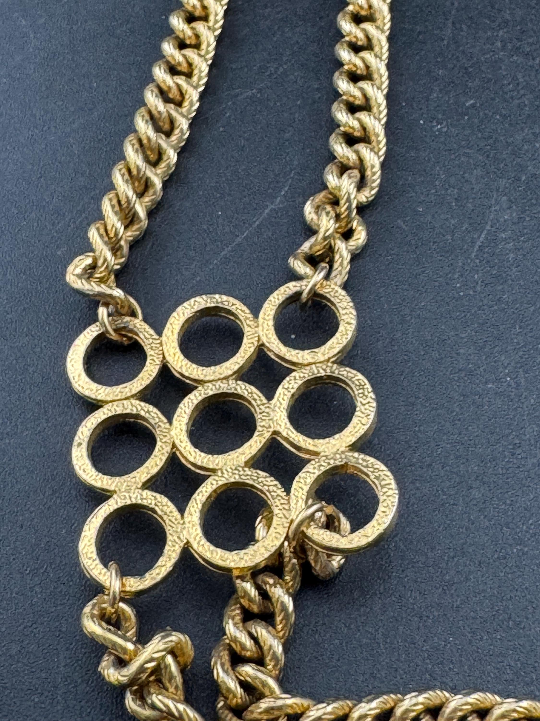 Petite fit 64-77cm gold tone chain link geometric dropper adjustable fashion belt