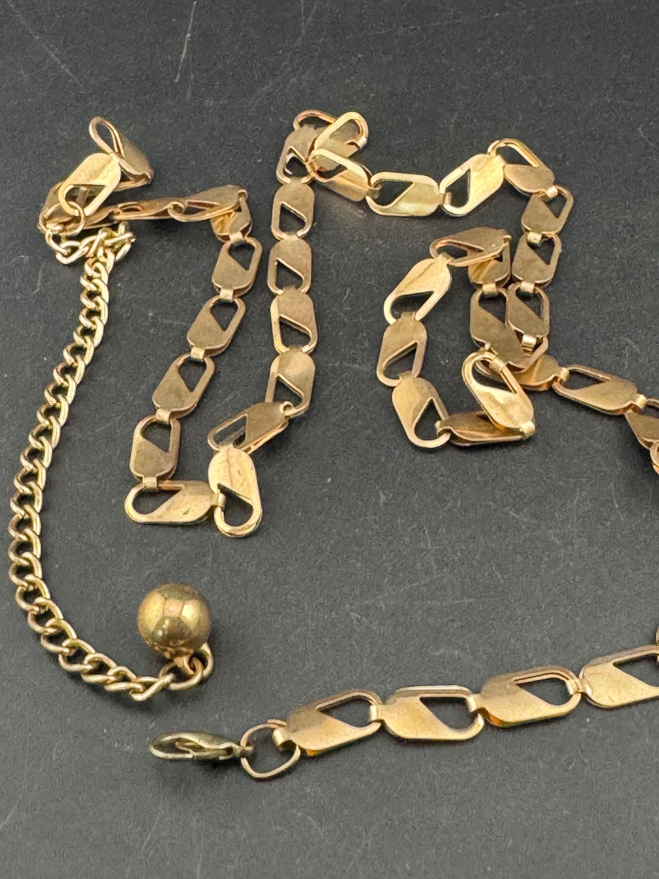 Vintage lightweight dark copper gold tone skinny chain link belt 80-94cm