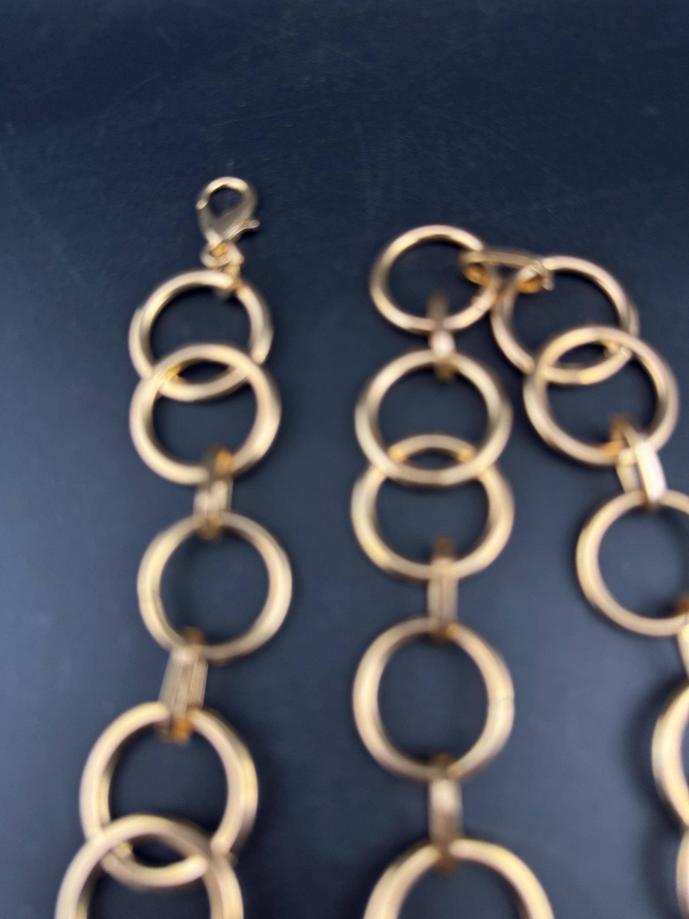 retro gold tone chain link geometric double hoop adjustable fashion belt adj to 102cm