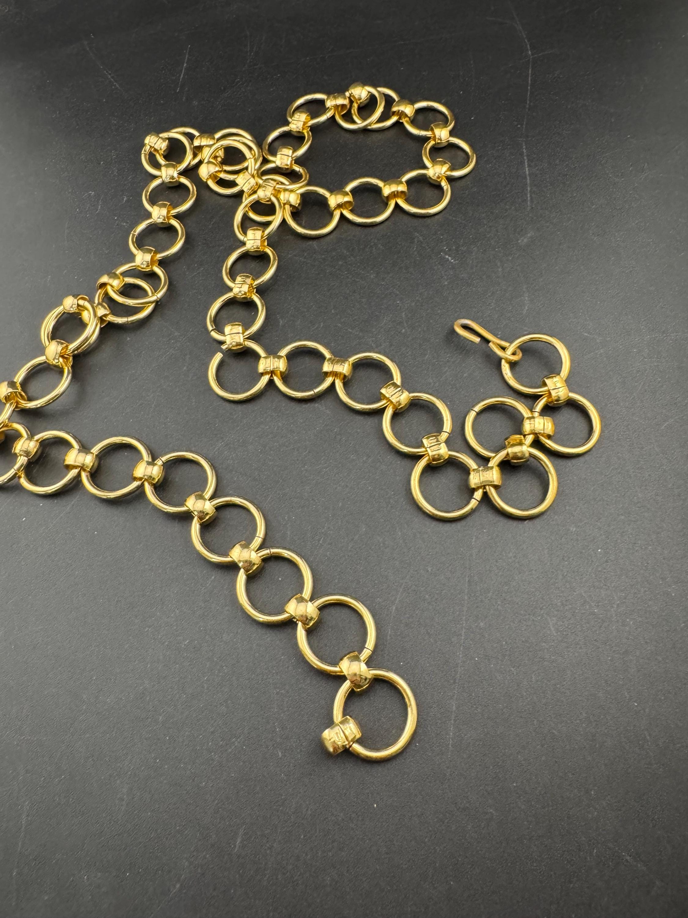 retro gold tone chain link geometric hoop adjustable fashion belt adj to 93cm