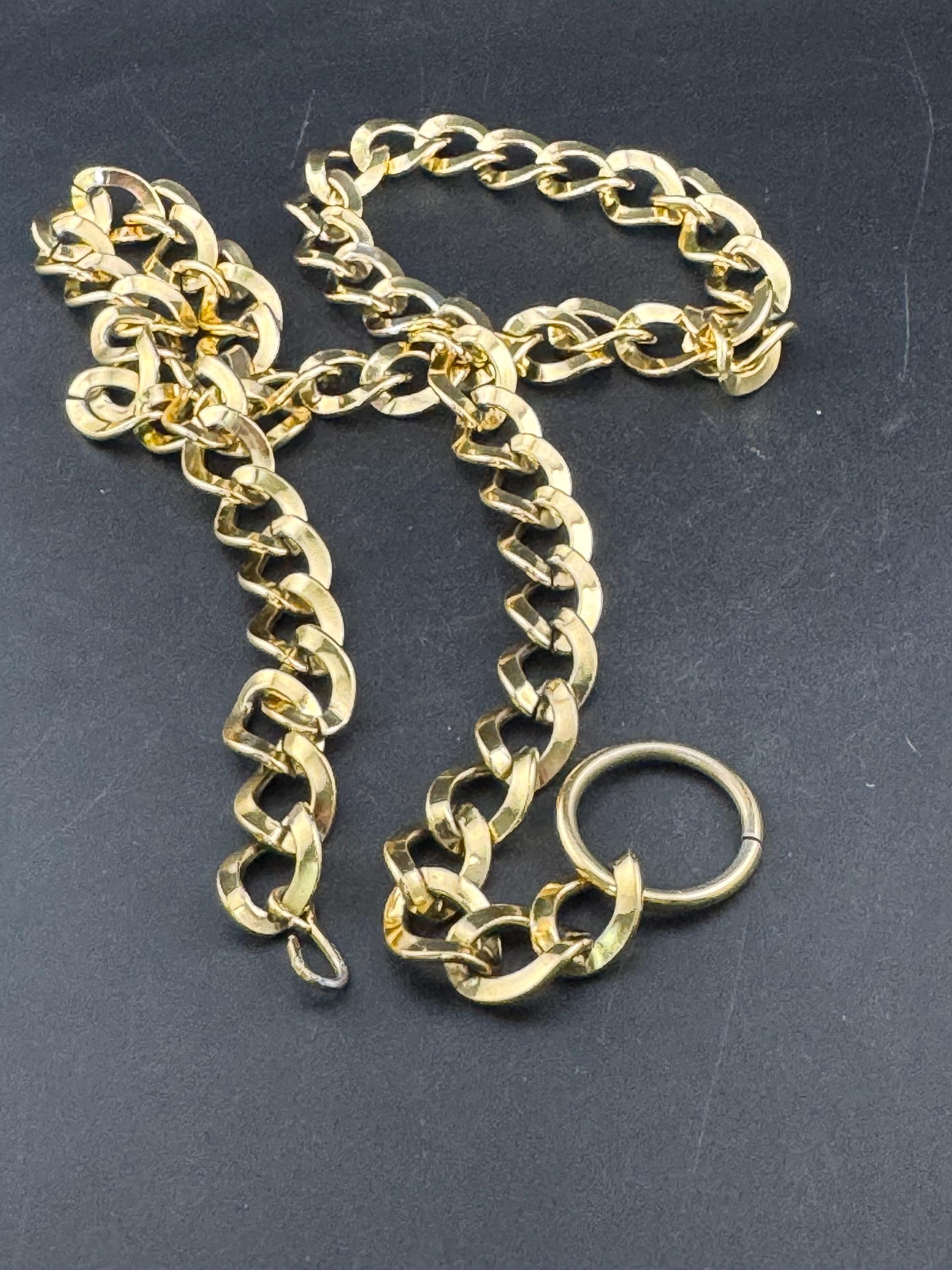 retro gold tone chain link geometric hoop adjustable fashion belt adj to 90cm