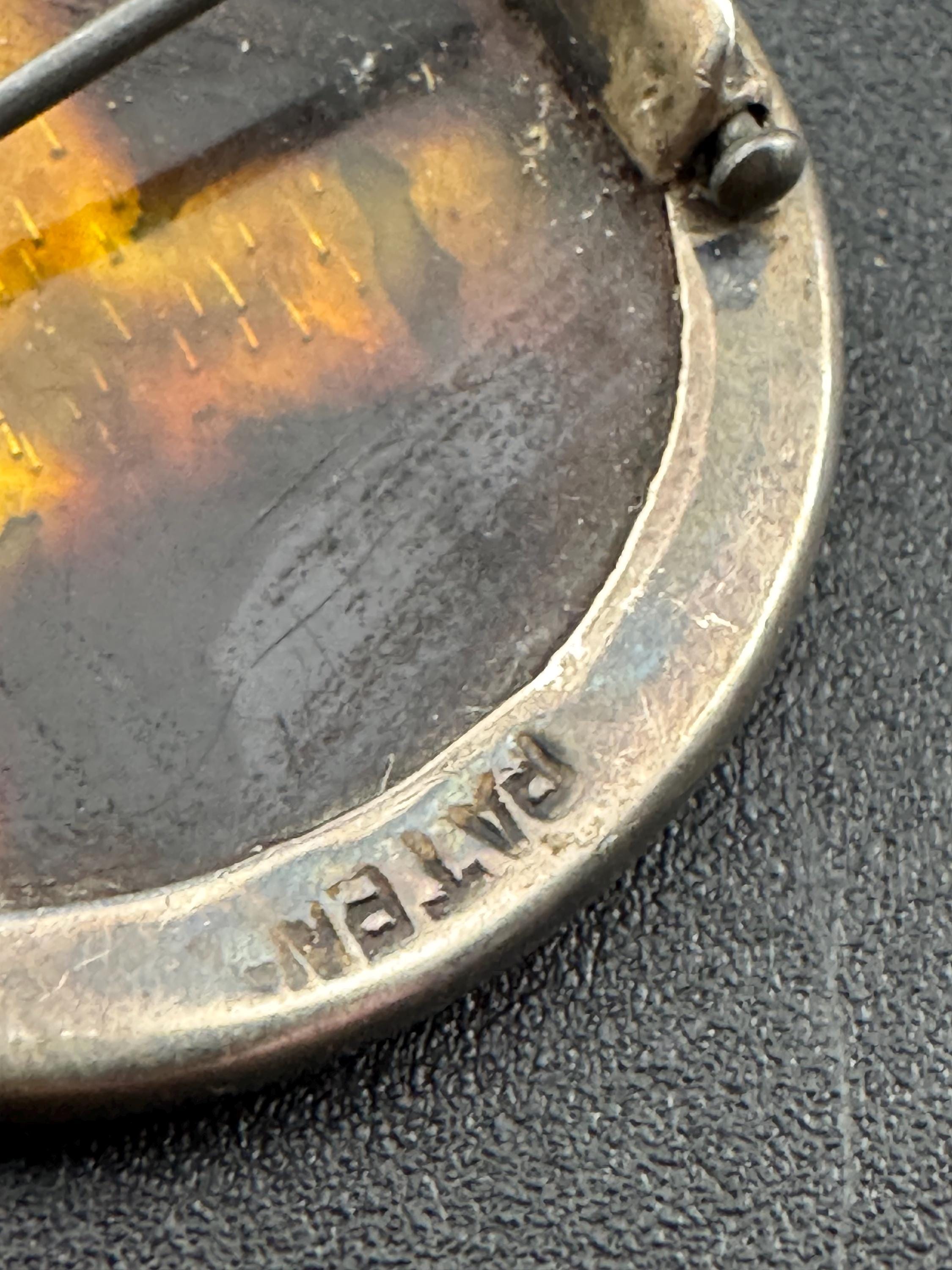 Antique 1912 Edwardian  925 sterling silver tortoisesgrll brooch 3.9grams 2.75cm full hallmarks