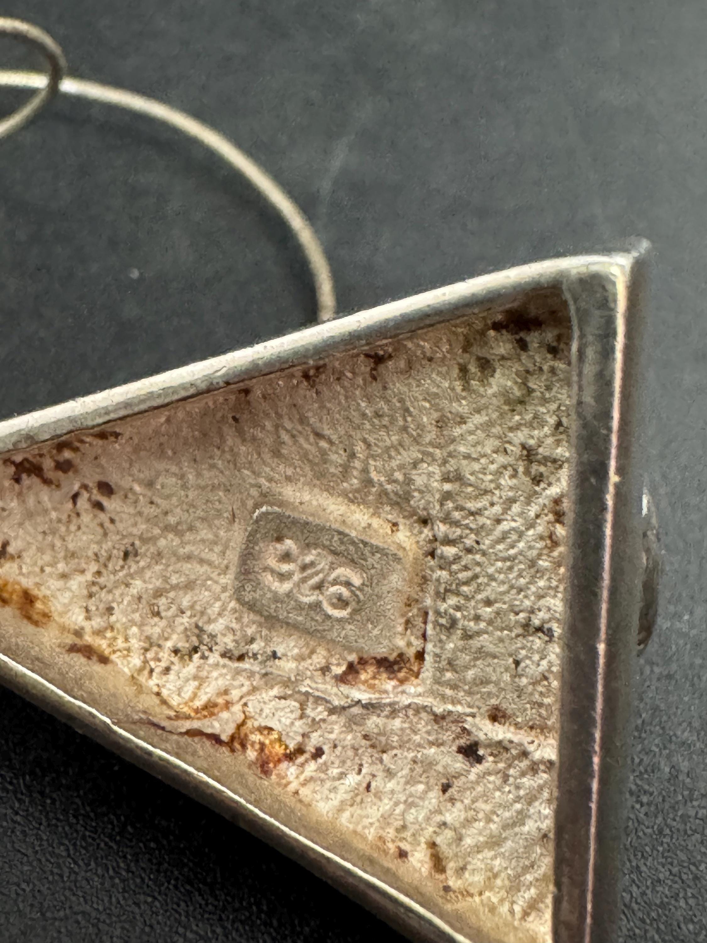 Vintage 1970s Brutalist Sterling Silver Amethyst Pendant Necklace