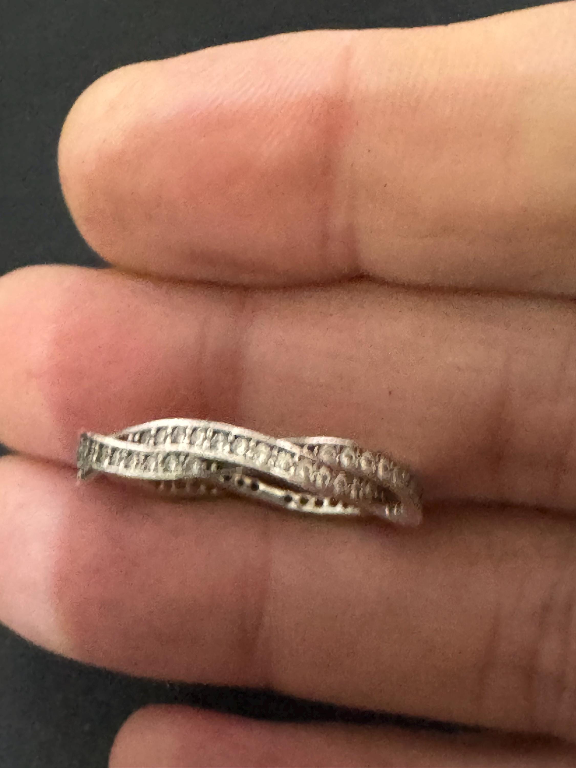 Xl Size u ideal thumb ring 925 sterling silver clear gemstone gem set dress ring 2.6 grams