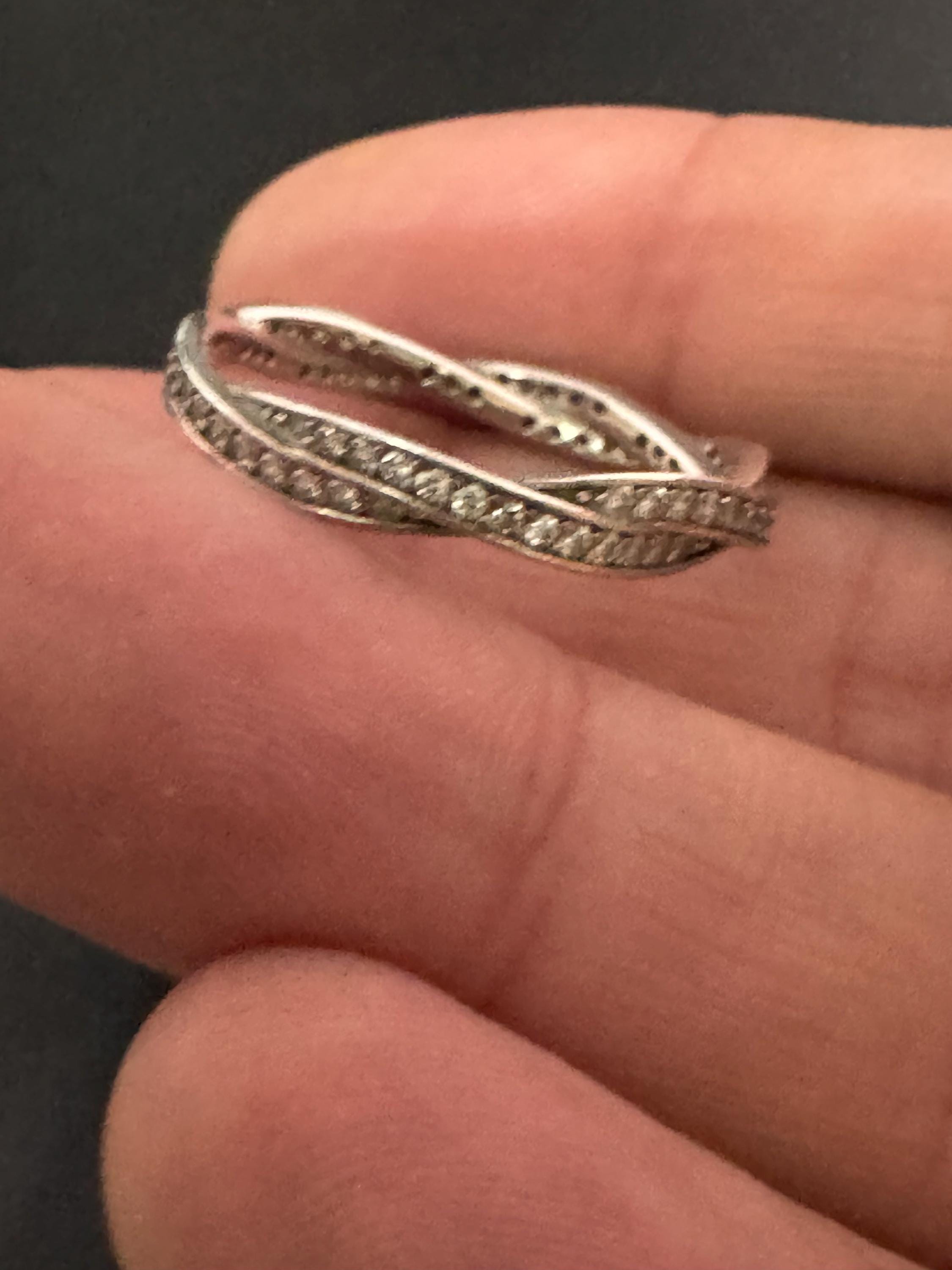 Xl Size u ideal thumb ring 925 sterling silver clear gemstone gem set dress ring 2.6 grams