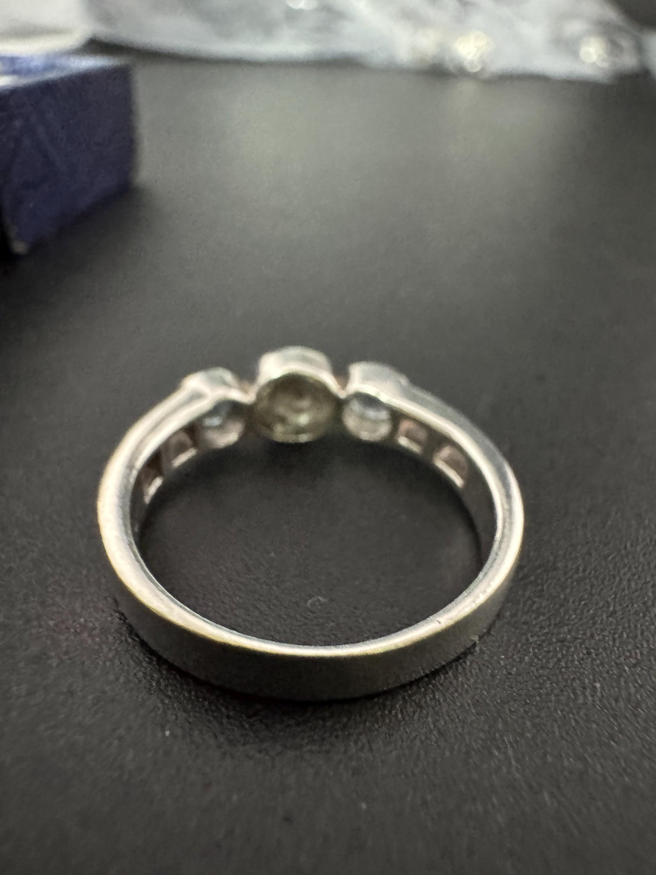 Art Nouveau Sterling Silver Ring: Light Blue Gemstone Dress Ring, Size P