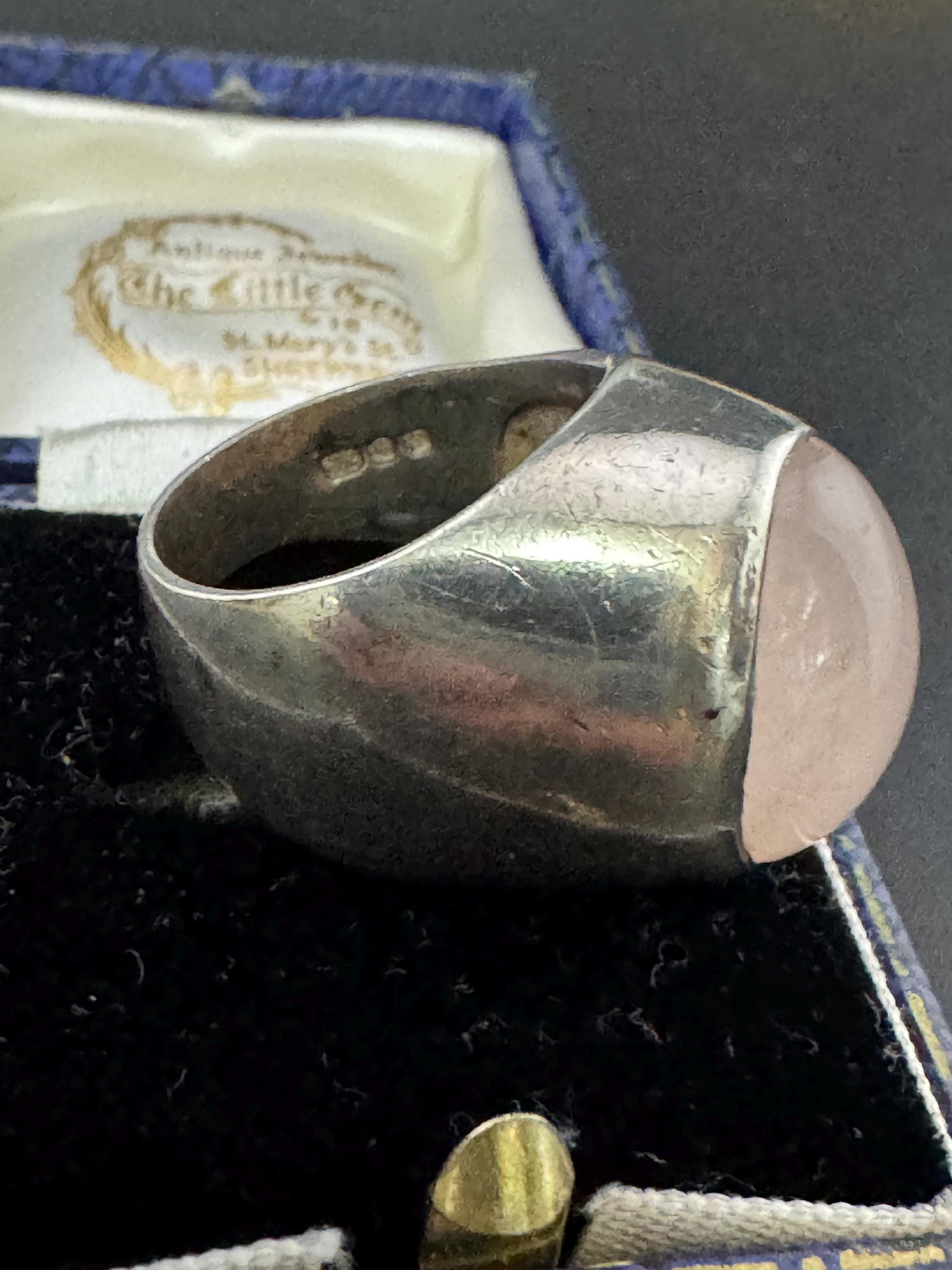Rose Quartz Cocktail Ring: Chunky Oval, Sterling Silver, UK Size N