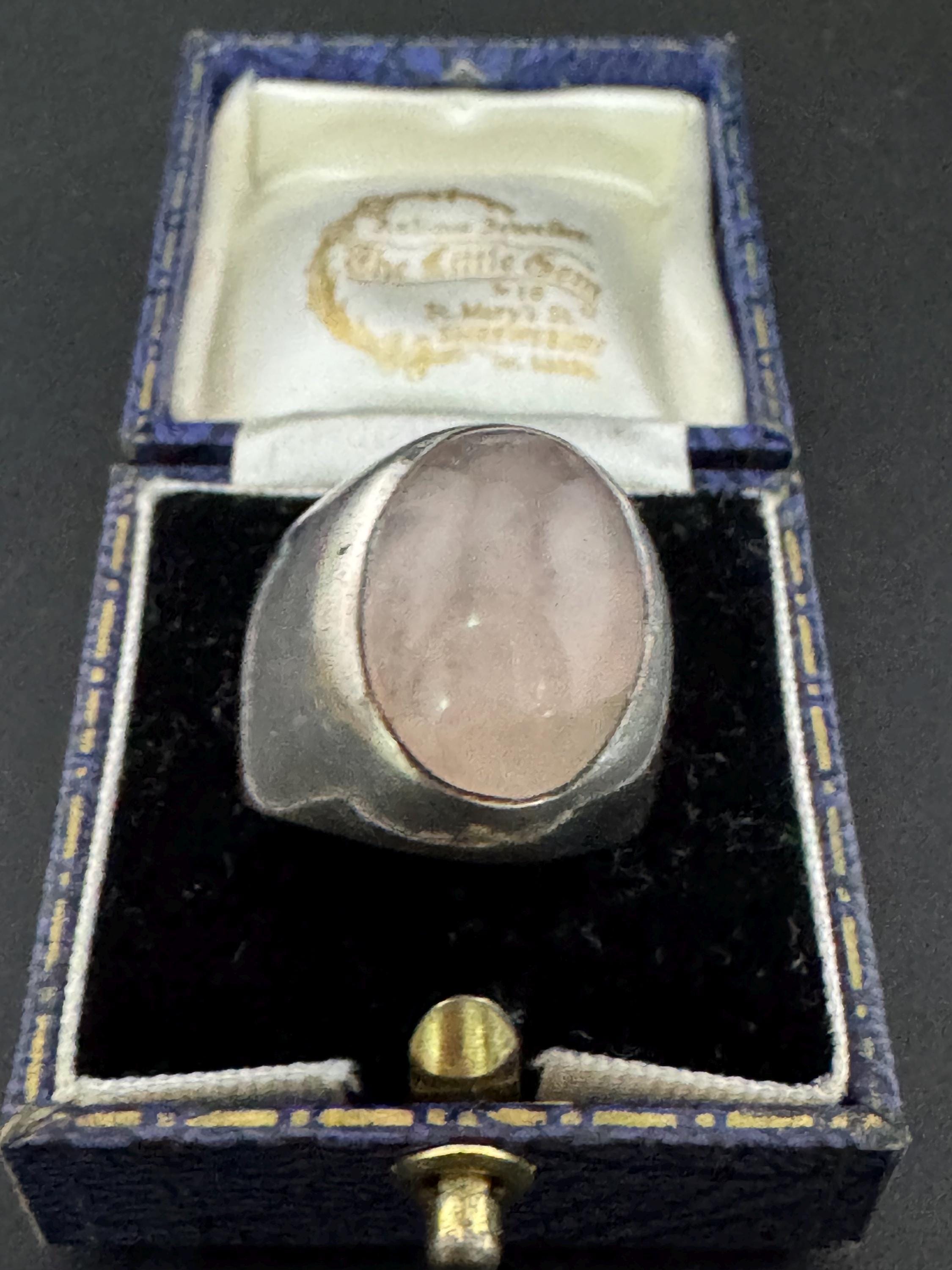 Rose Quartz Cocktail Ring: Chunky Oval, Sterling Silver, UK Size N