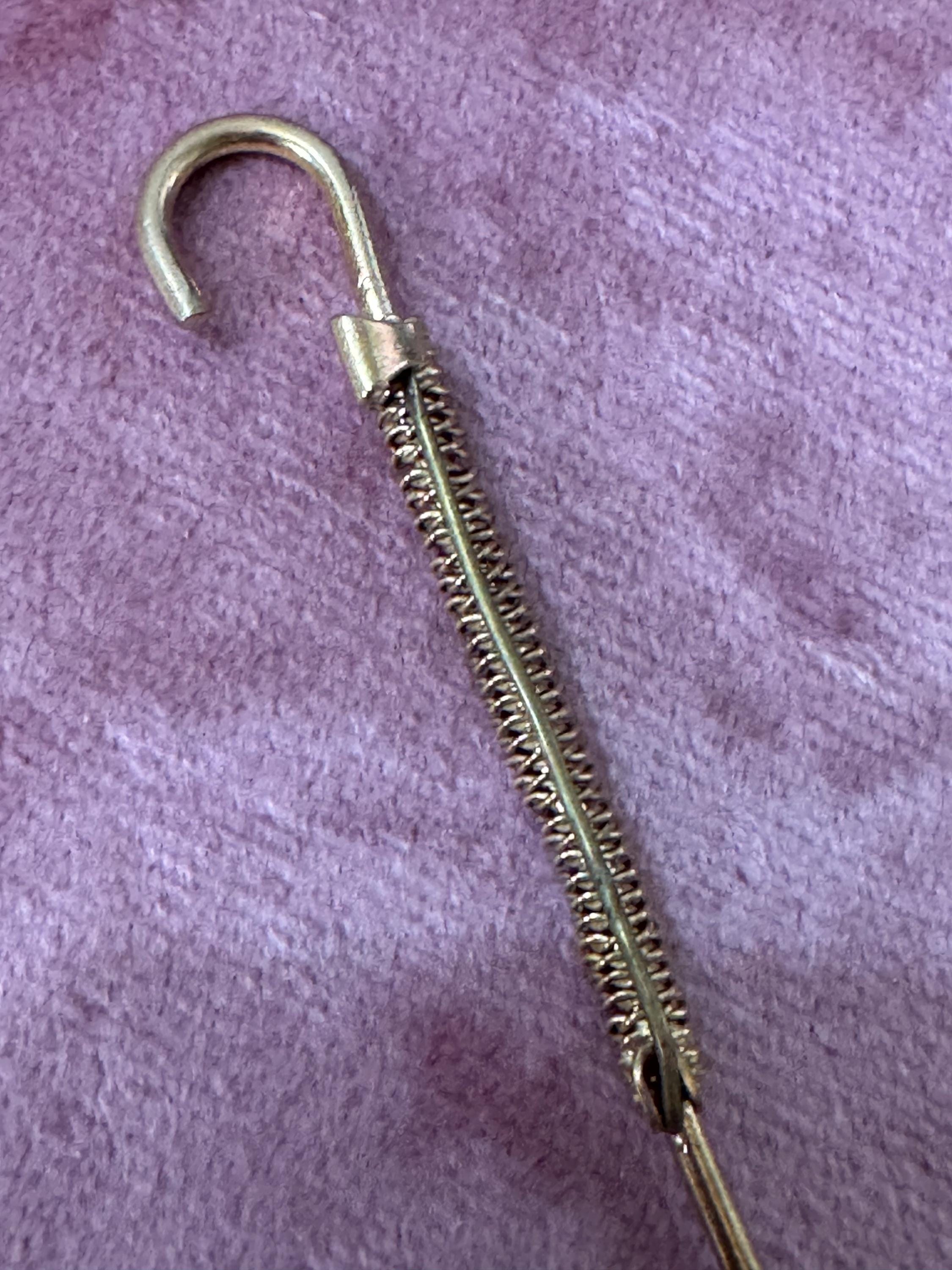 Antique Czech gold tone brass metal  Novelty Parasol Umbrella brooch roll  1920s 1930s