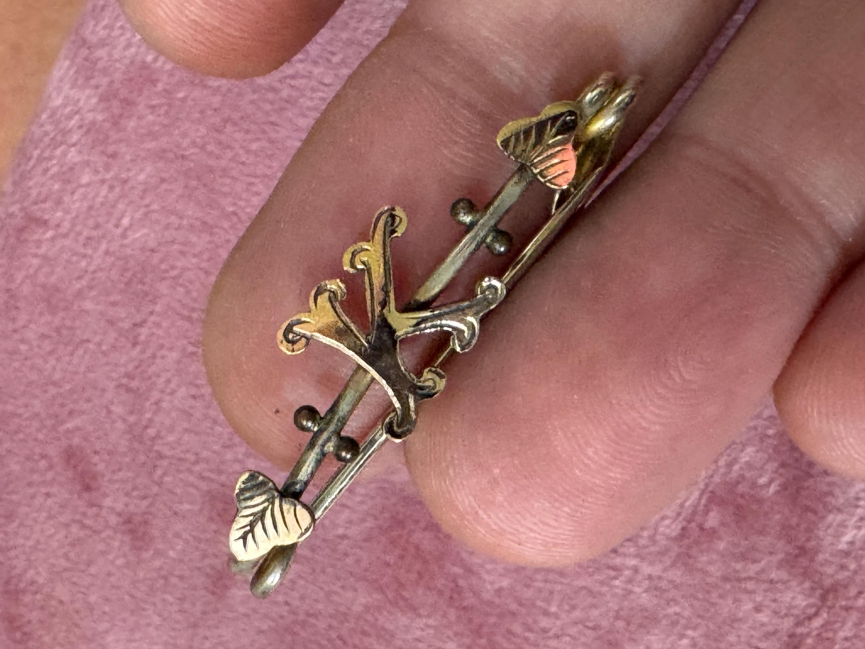 Antique gold pinchbeck Victorian monogram K brooch 1900s