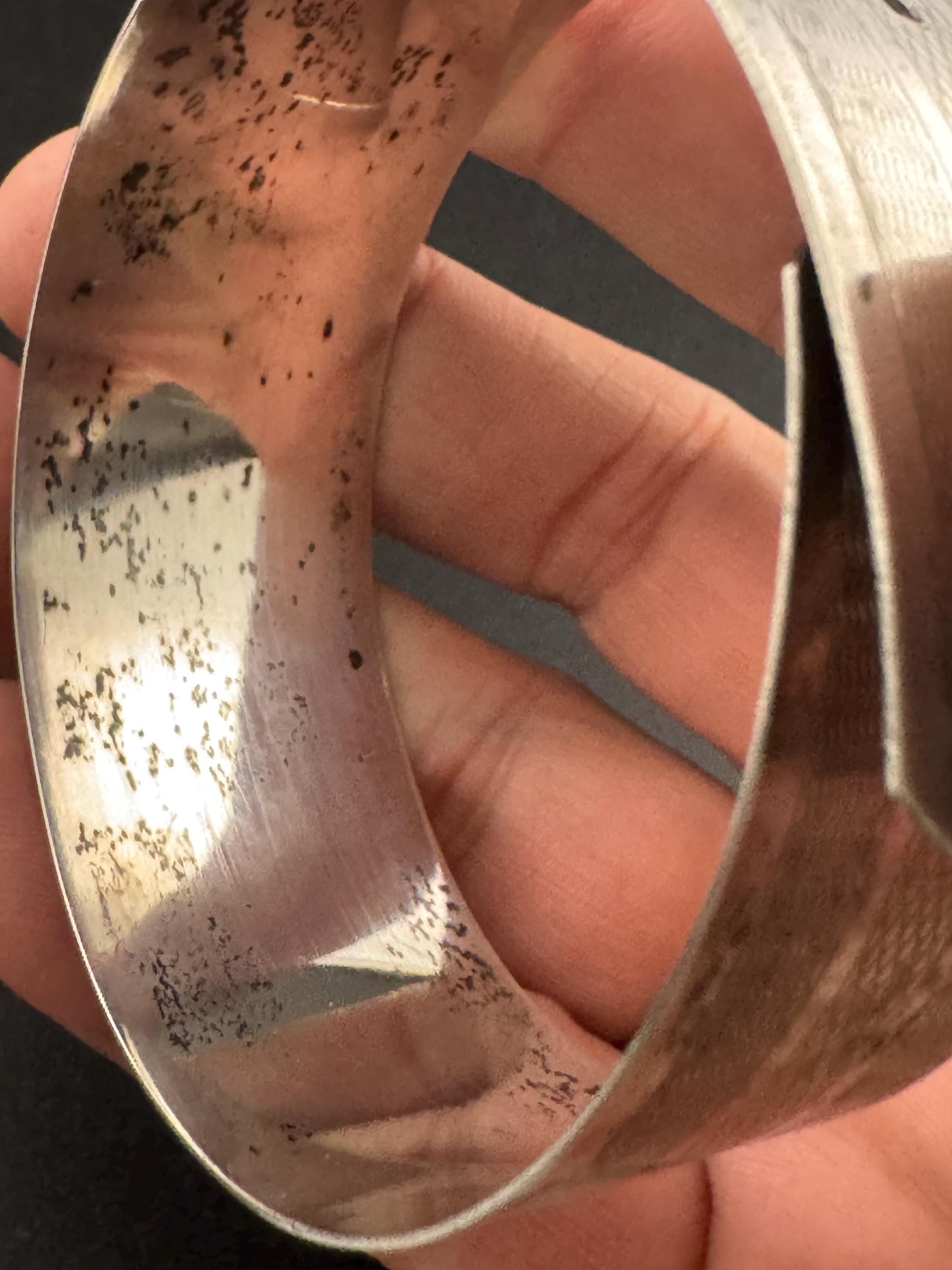 Stamped sterling silver Art Deco belt Buckle Bangle bracelet vintage 2.5cm wide engine turned