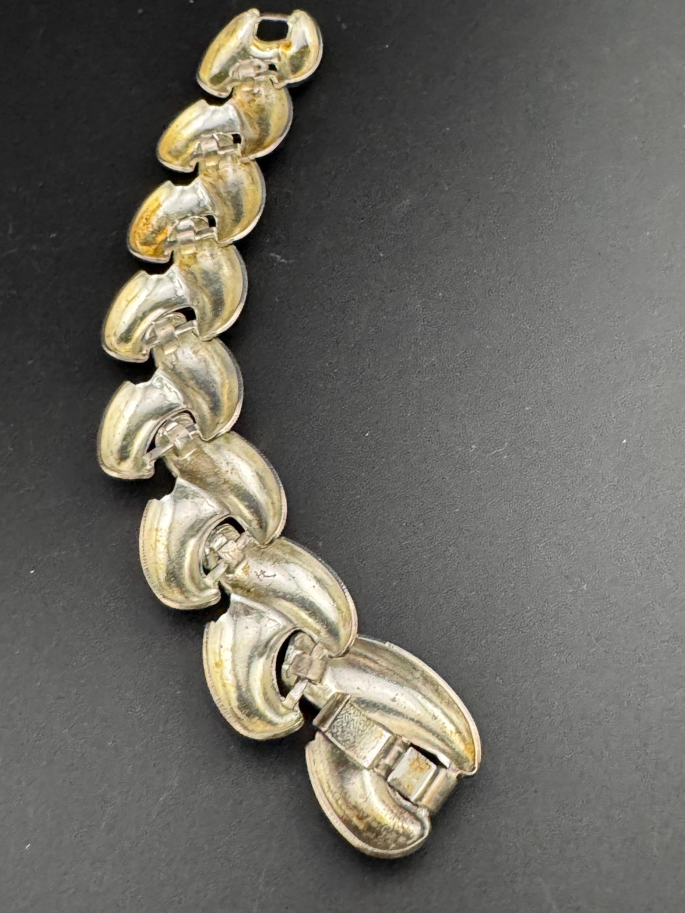 Early retro modernist silver tone embossed wide chunky statement bracelet 18.5cm 1980s 1990s