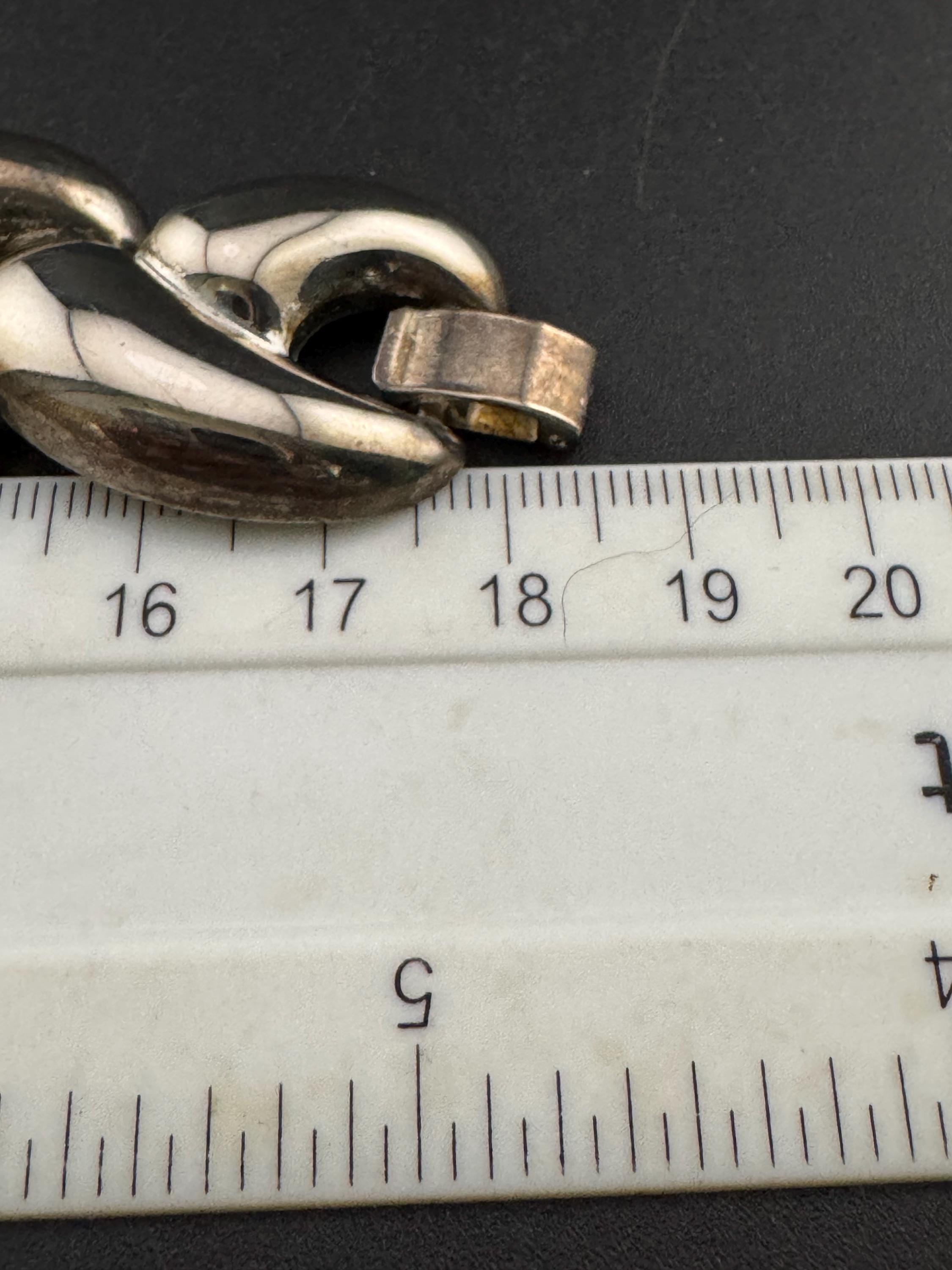 Early retro modernist silver tone embossed wide chunky statement bracelet 18.5cm 1980s 1990s