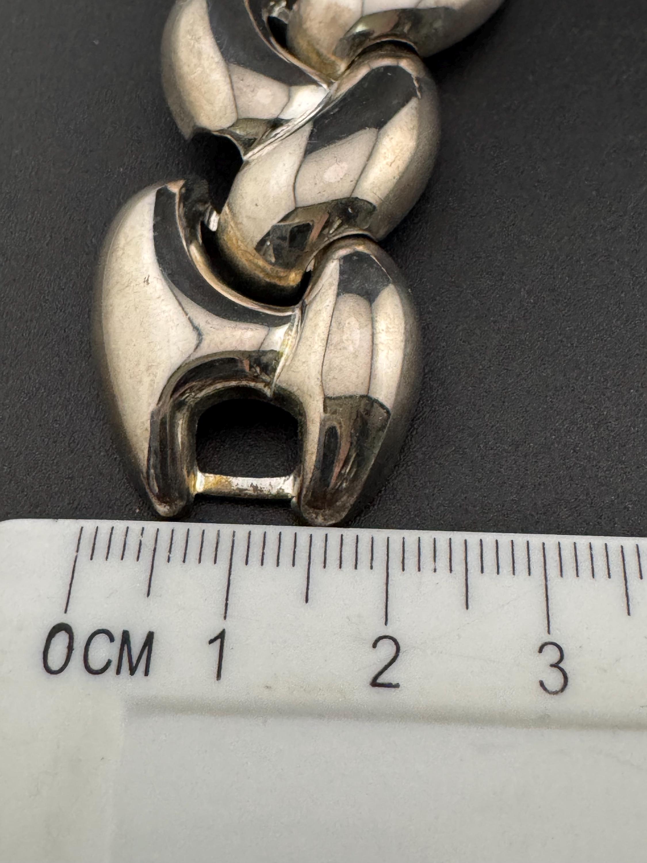 Early retro modernist silver tone embossed wide chunky statement bracelet 18.5cm 1980s 1990s