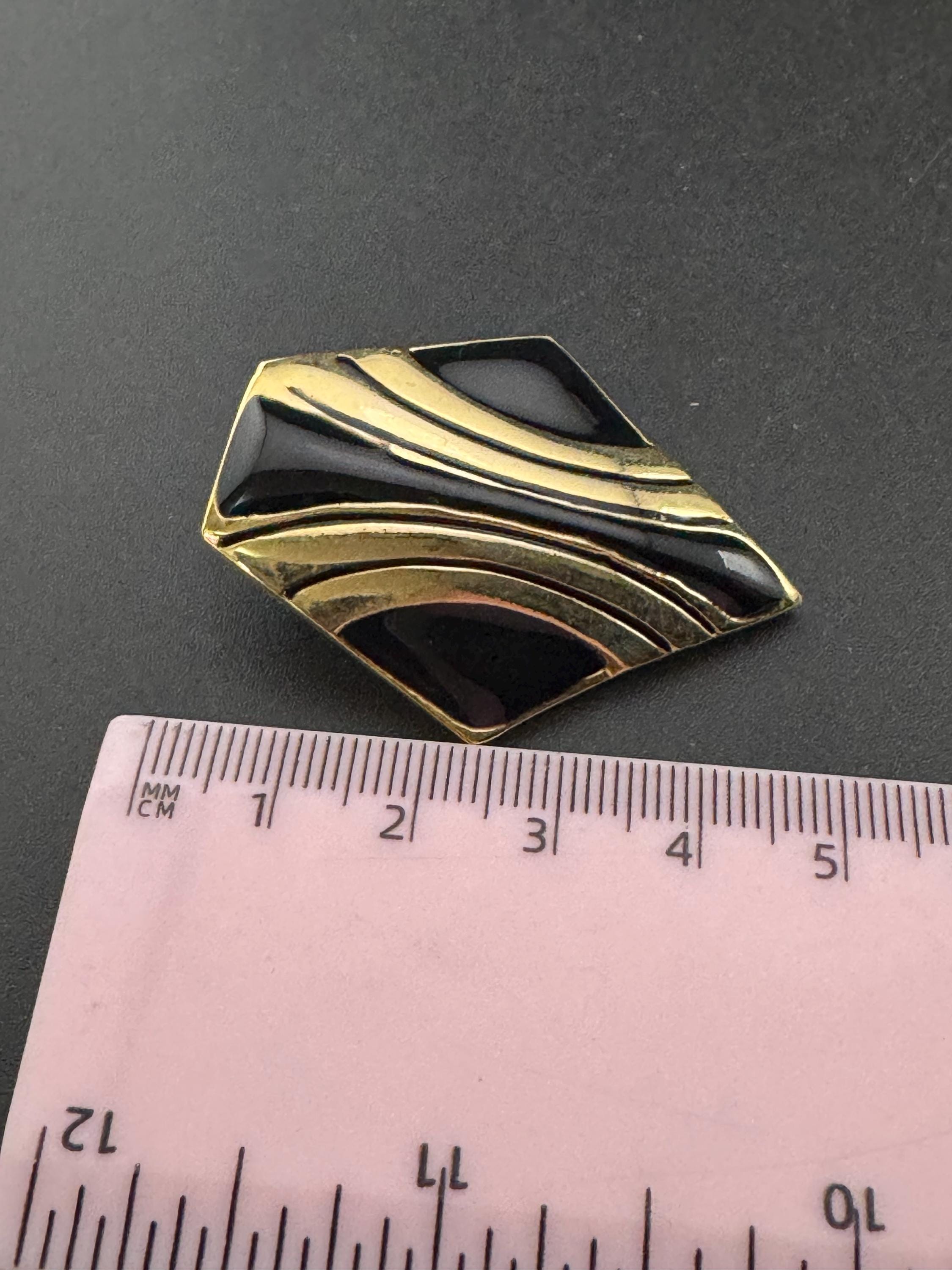 Vintage Black & Gold Enamel Necklace Earring Set: 1980s Retro Jewelry