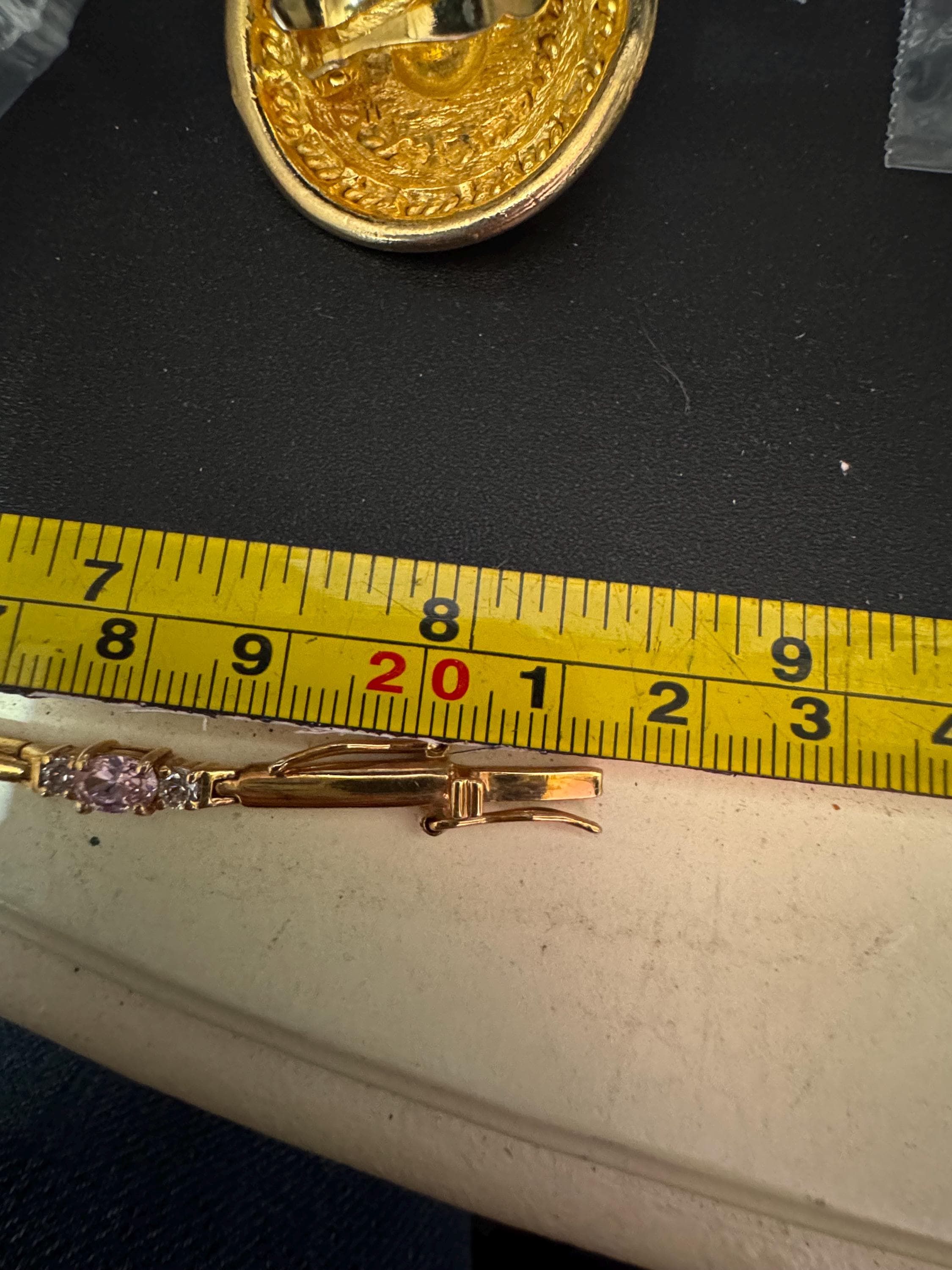 Vintage pink diamanté Crystal bezel set heavy gold plated tennis bracelet