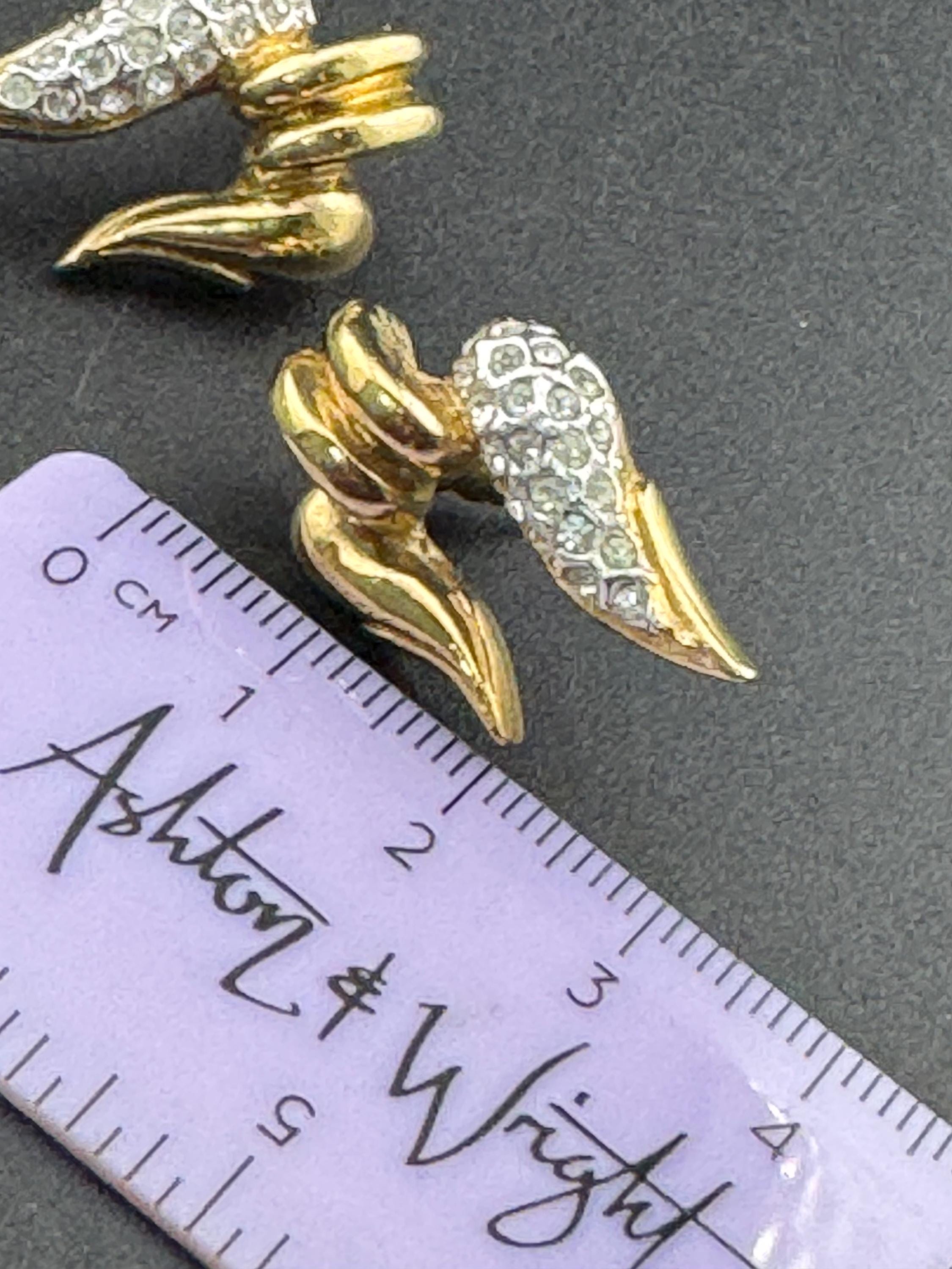 Vintage Signed A&S Attwood and Sawyer Vintage gold tone diamanté clip on earrings