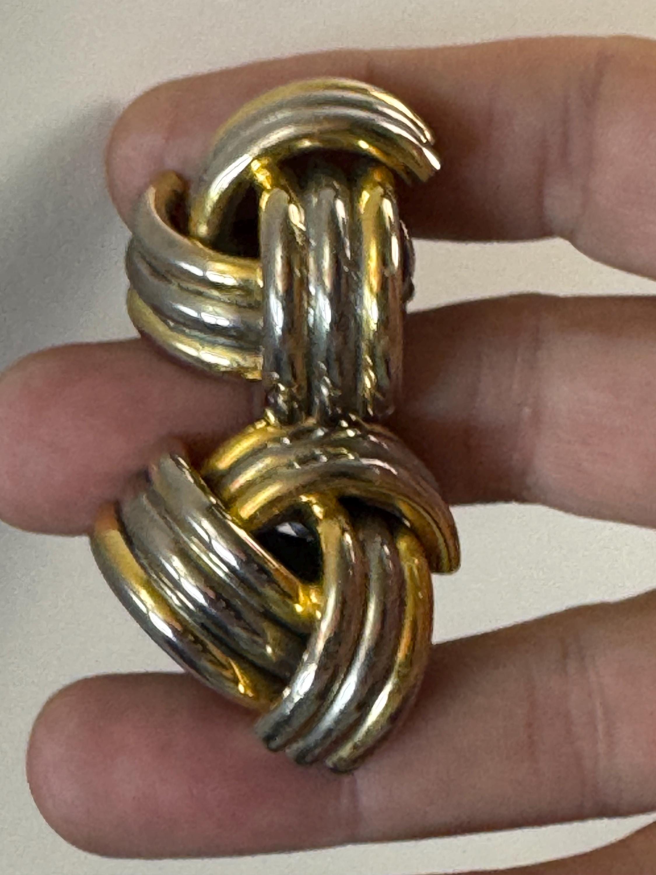 Vintage XL 3cm gold and silver tone tube metal oversized clip on stud earrings