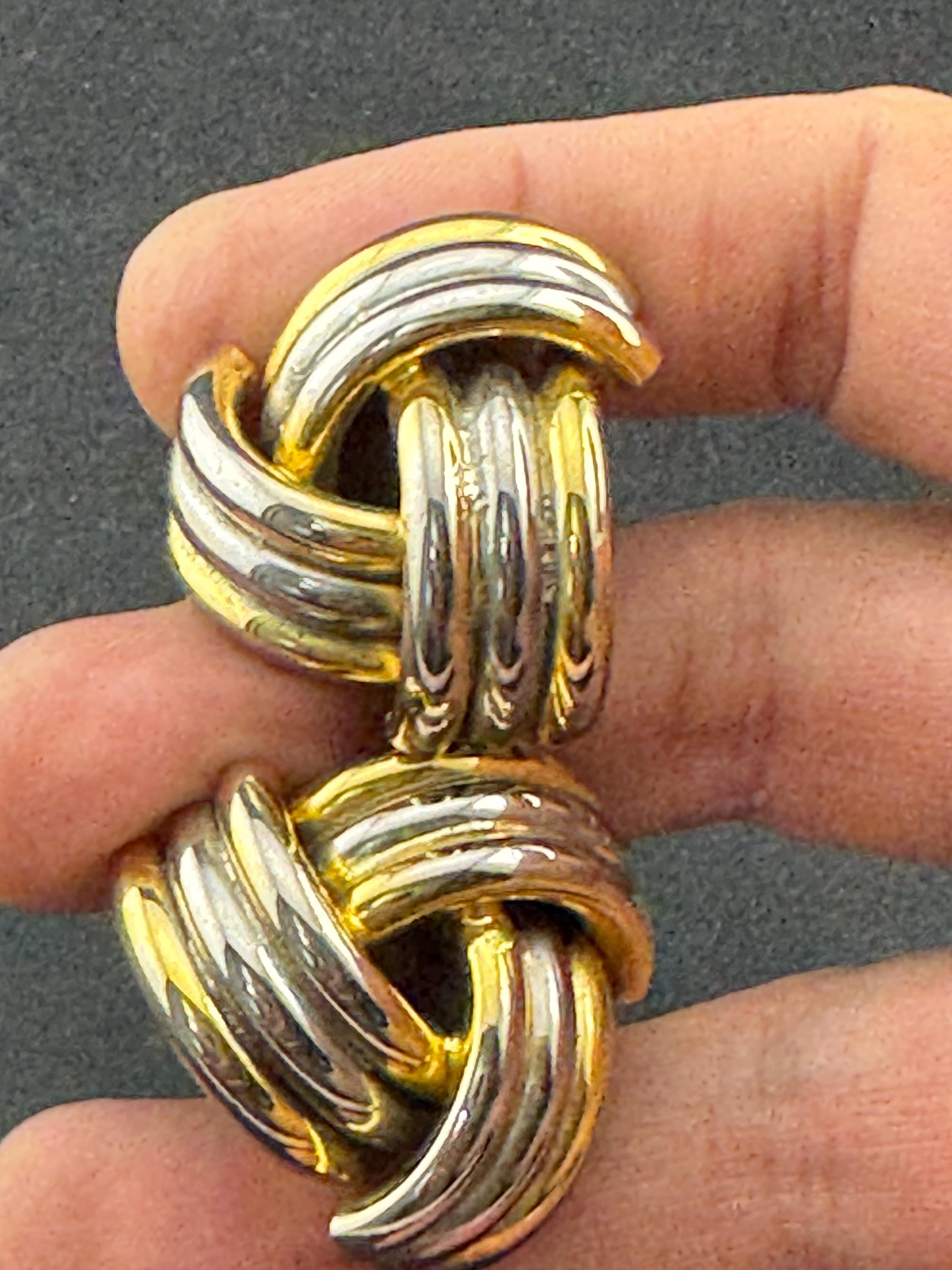 Vintage XL 3cm gold and silver tone tube metal oversized clip on stud earrings