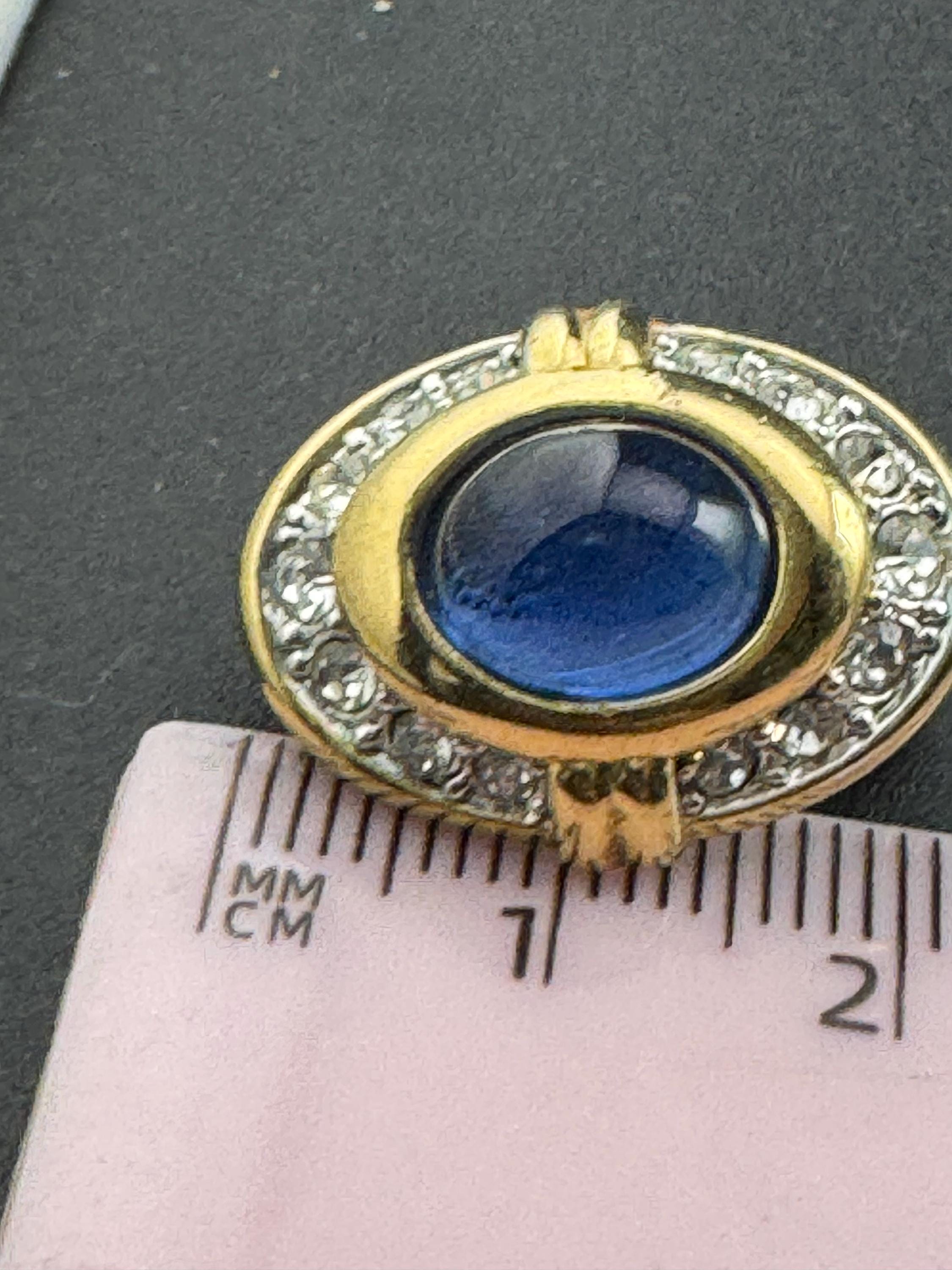 Vintage Oval sapphire clear glass paste gold tone diamanté clip on earrings