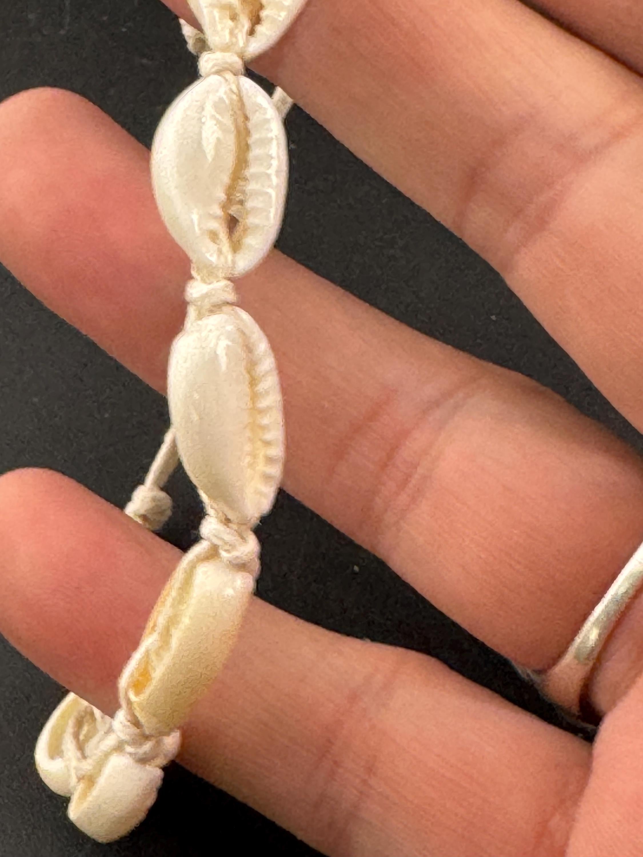 Retro adjustable cowrie shell ankle or wrist bracelet, natural seashells  nautical jewellery