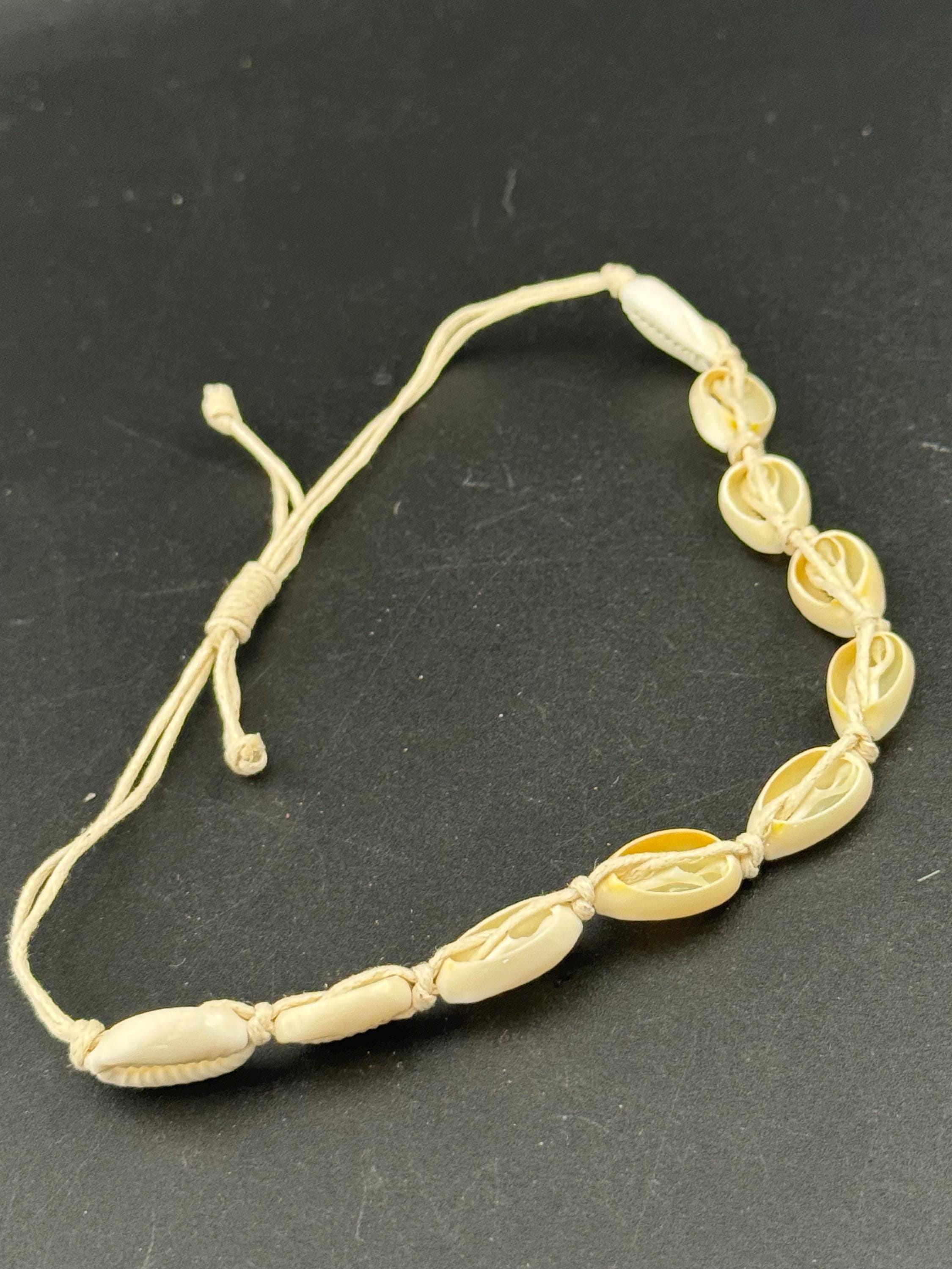 Retro adjustable cowrie shell ankle or wrist bracelet, natural seashells  nautical jewellery
