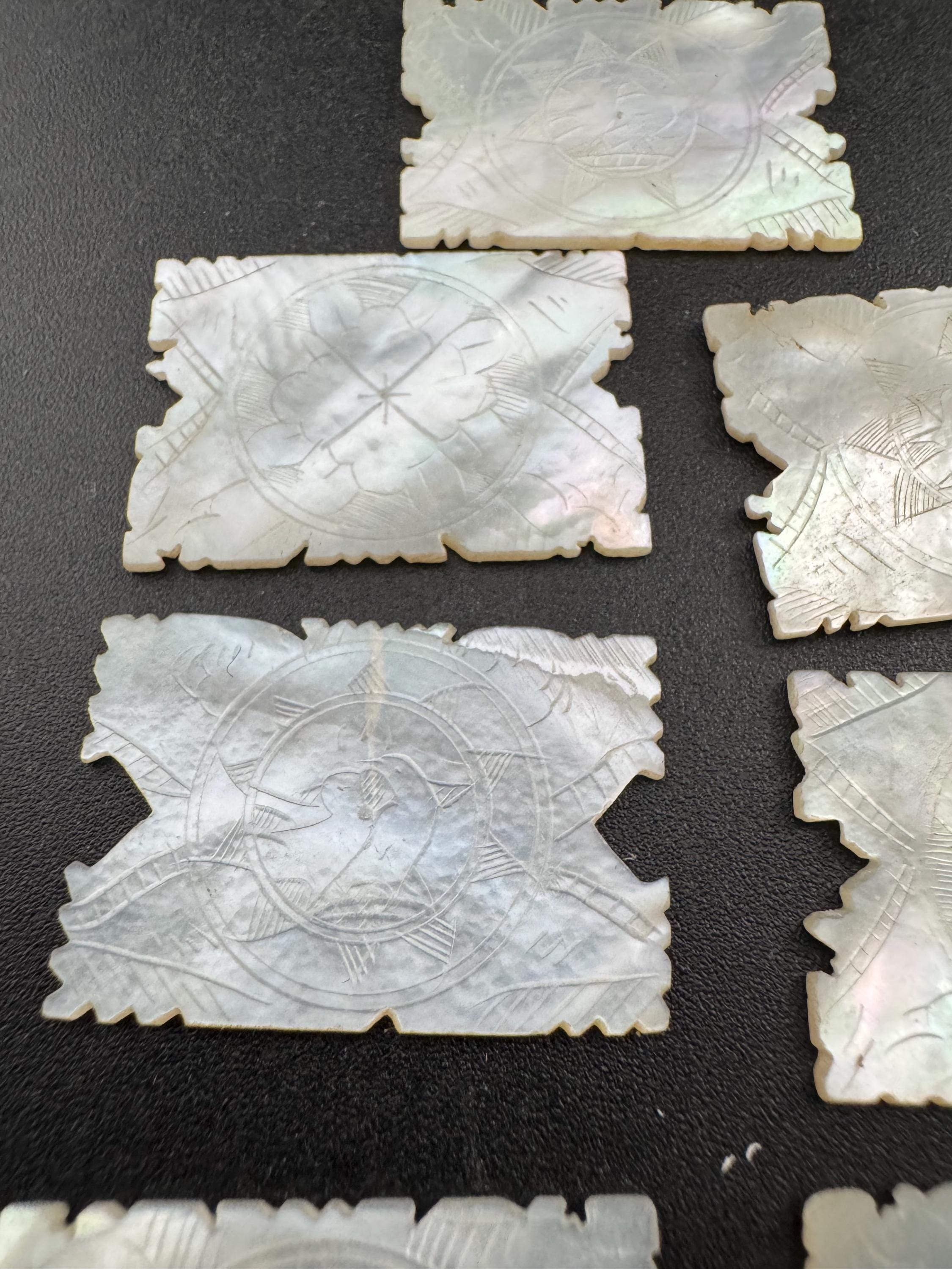 price per piece antique mother of pearl Chinese rectangular gaming counters circa 17-1800s ideal for jewellery upcycle project Quing dynasty