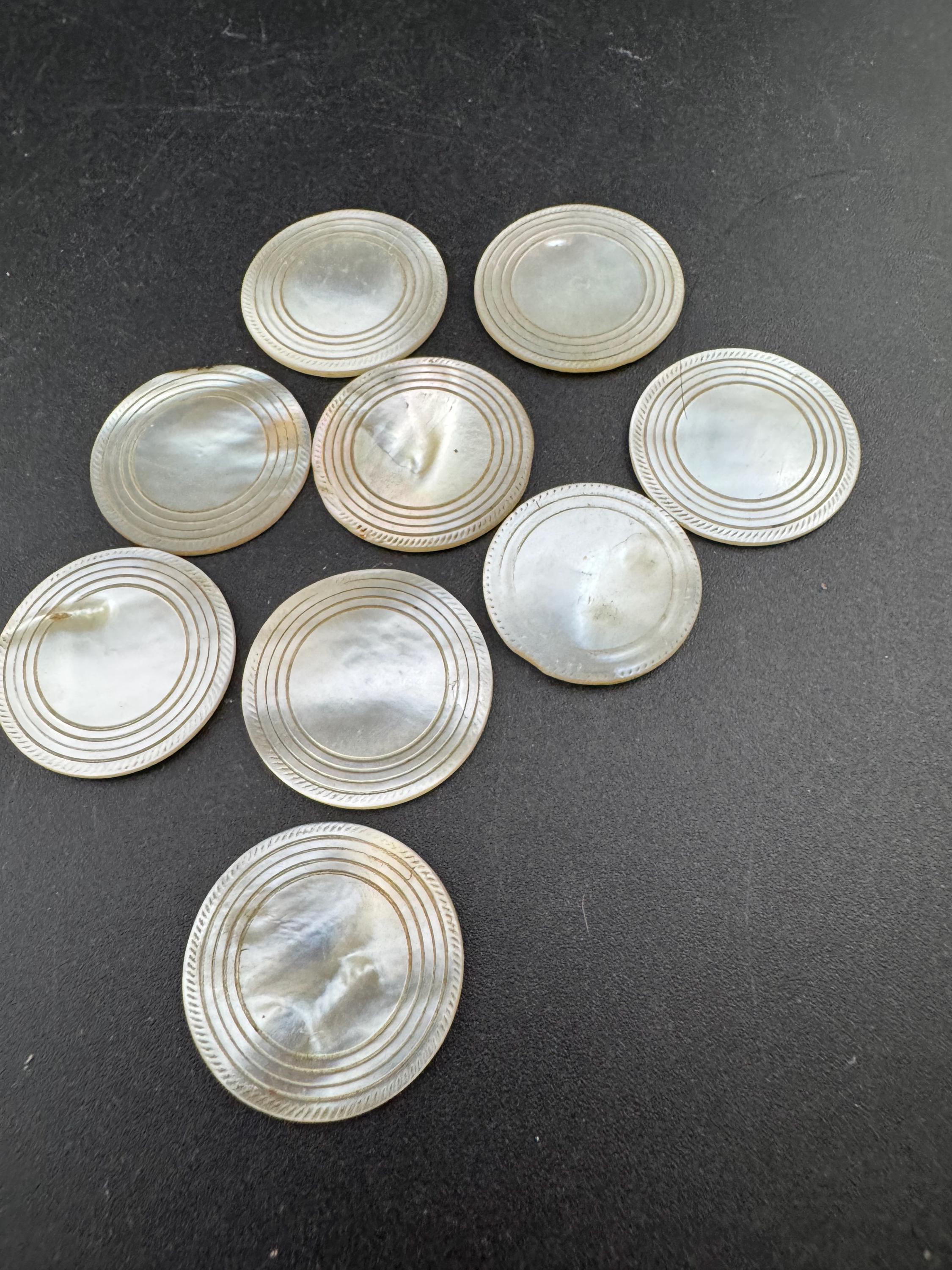 price per piece antique mother of pearl Chinese round gaming counters circa 17-1800s ideal for jewellery upcycle project Quing dynasty