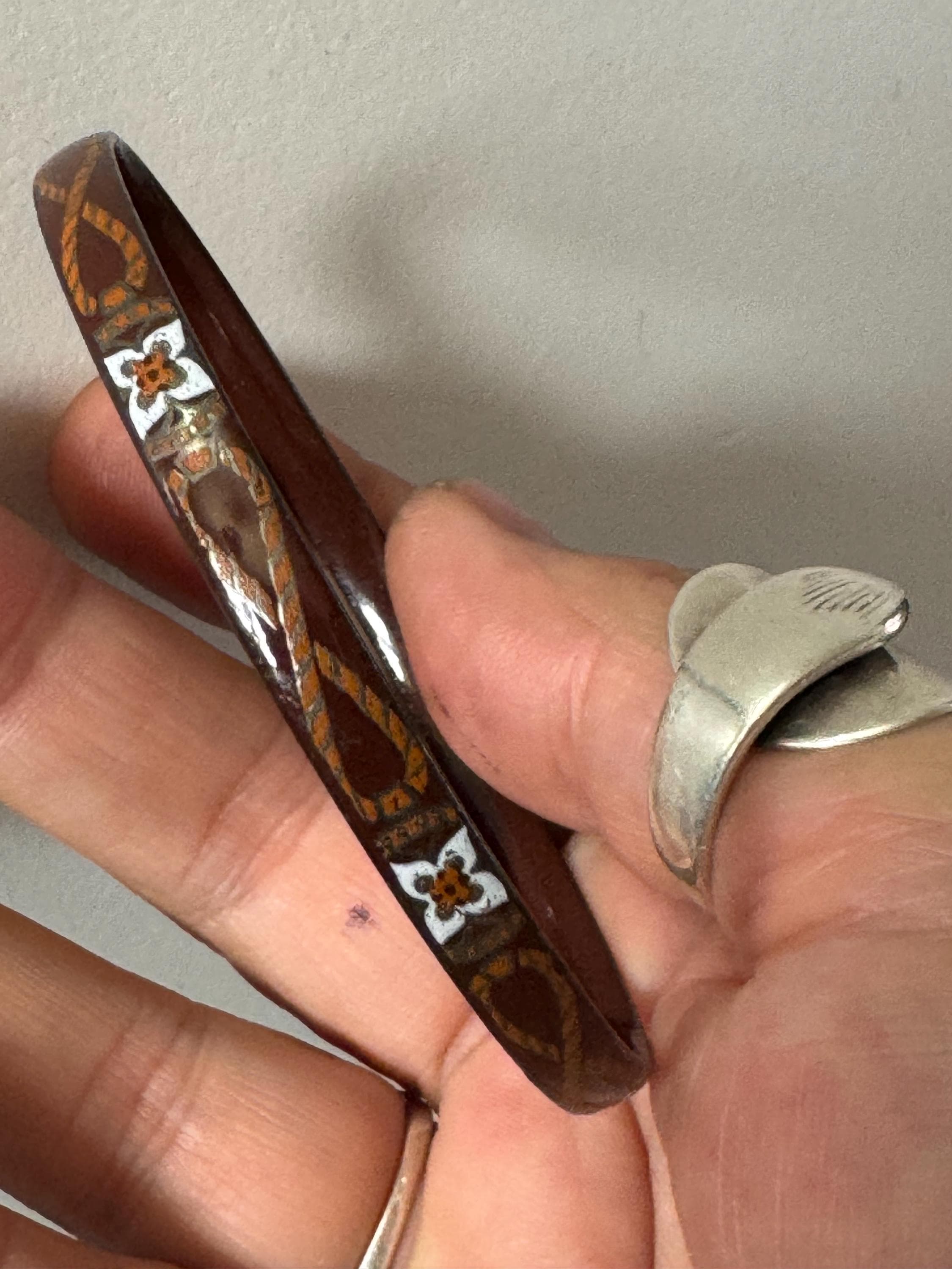 Vintage Michaela Frey Enamel Bangle: Austrian Floral Design