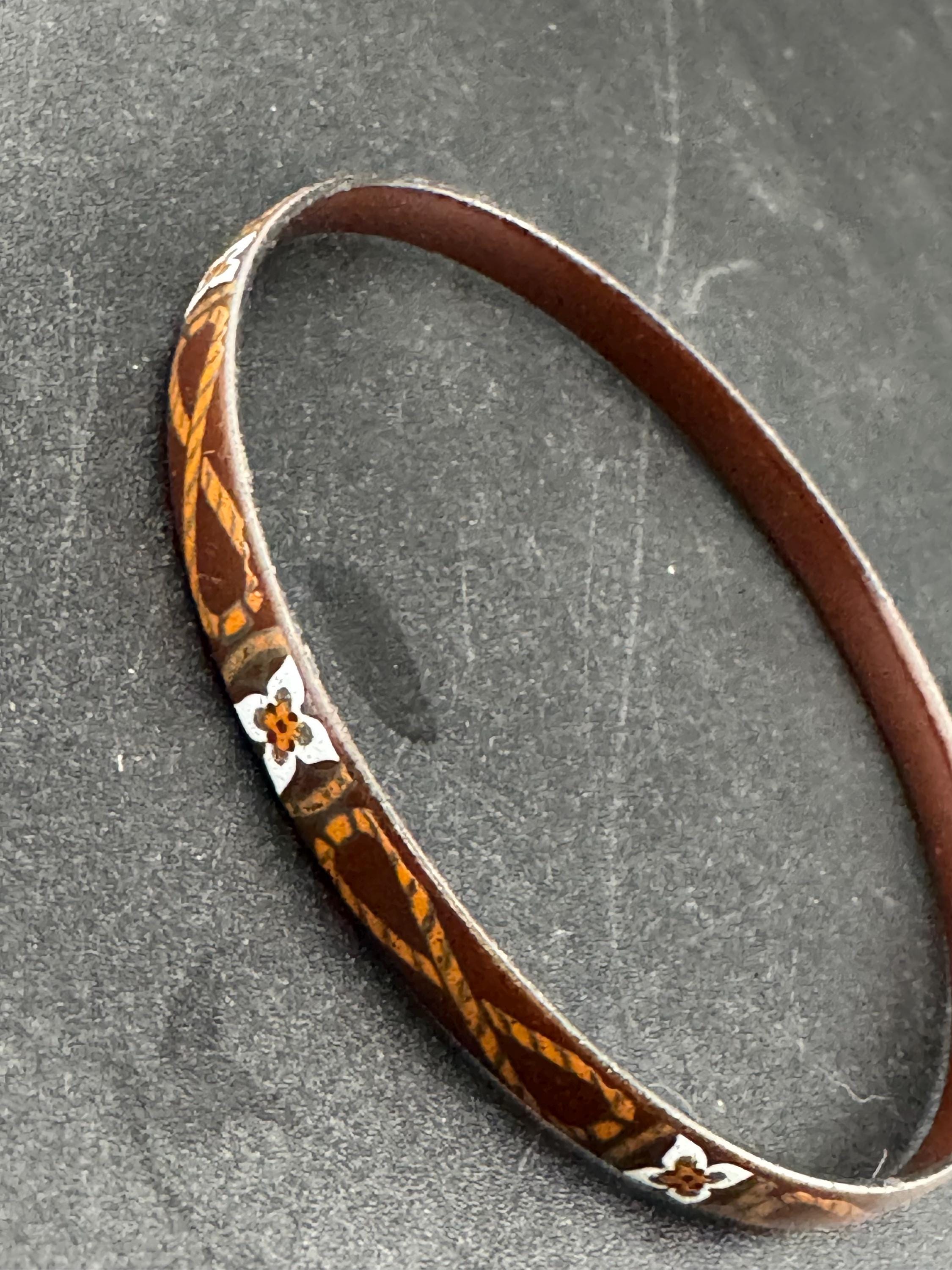 Vintage Michaela Frey Enamel Bangle: Austrian Floral Design