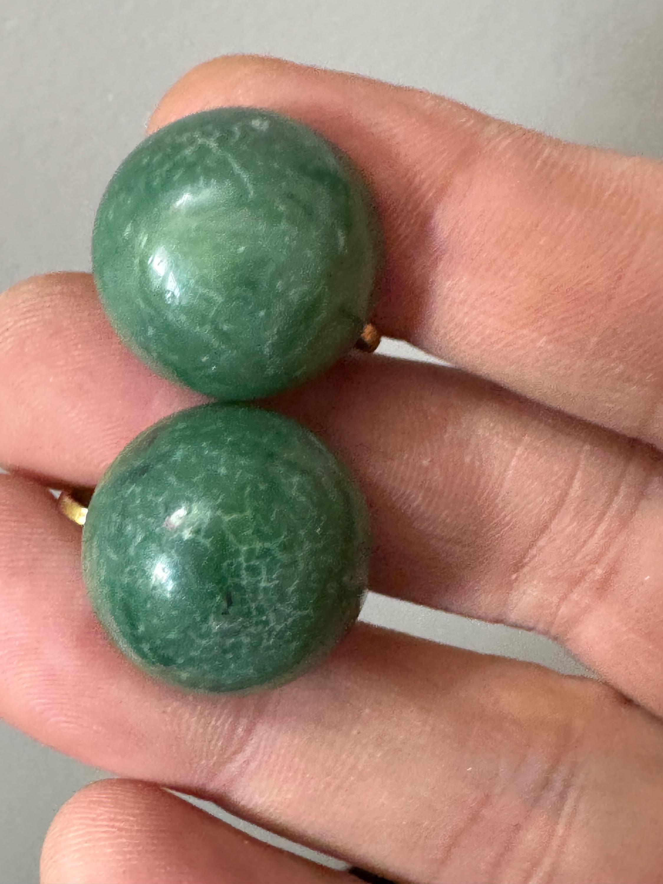 Vintage Hong Kong Plastic teal jade green domed Button Stud clip on earrings
