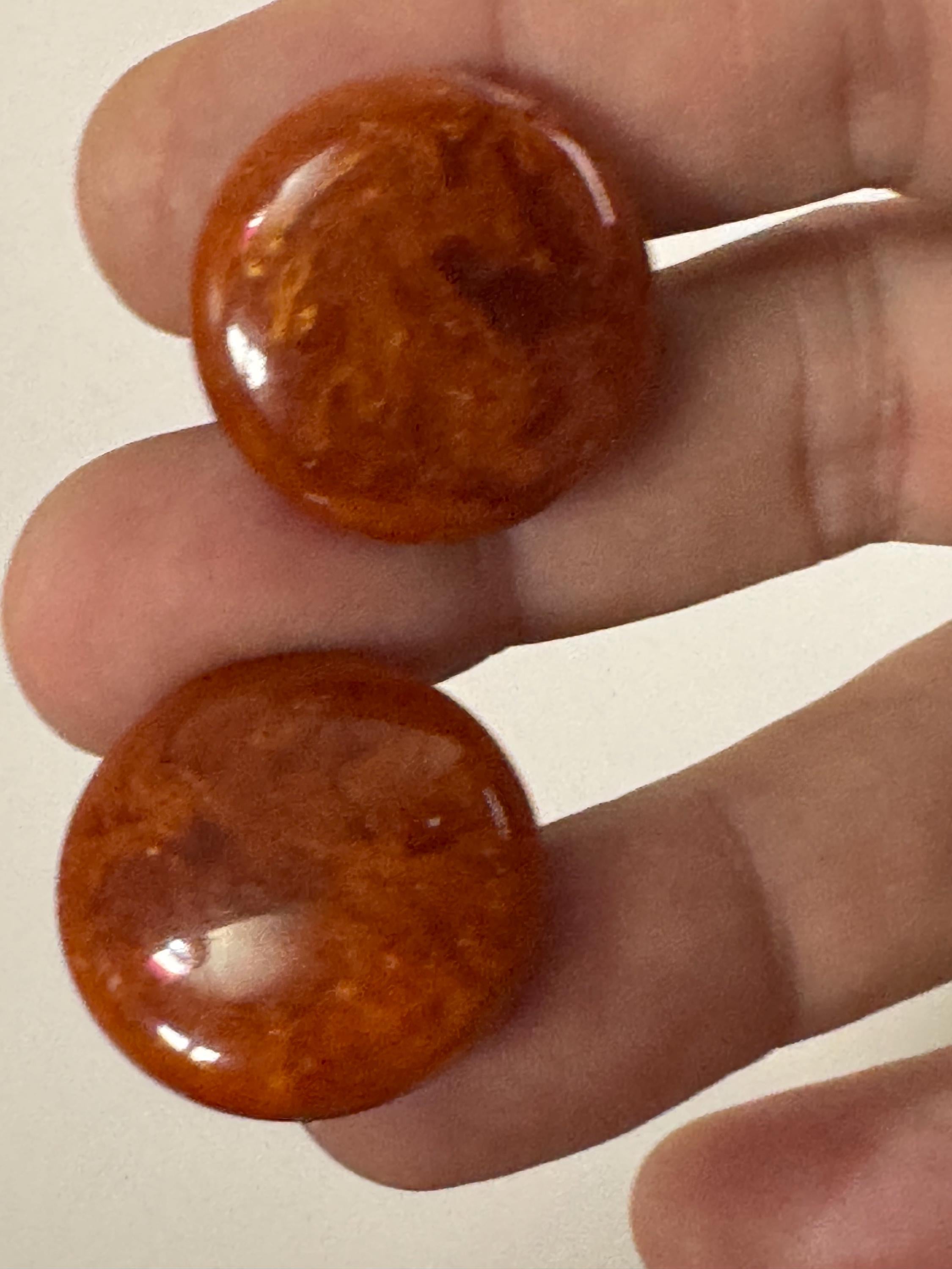 vintage 2.5cm dark orange brown plastic screw back stud clip on earrings
