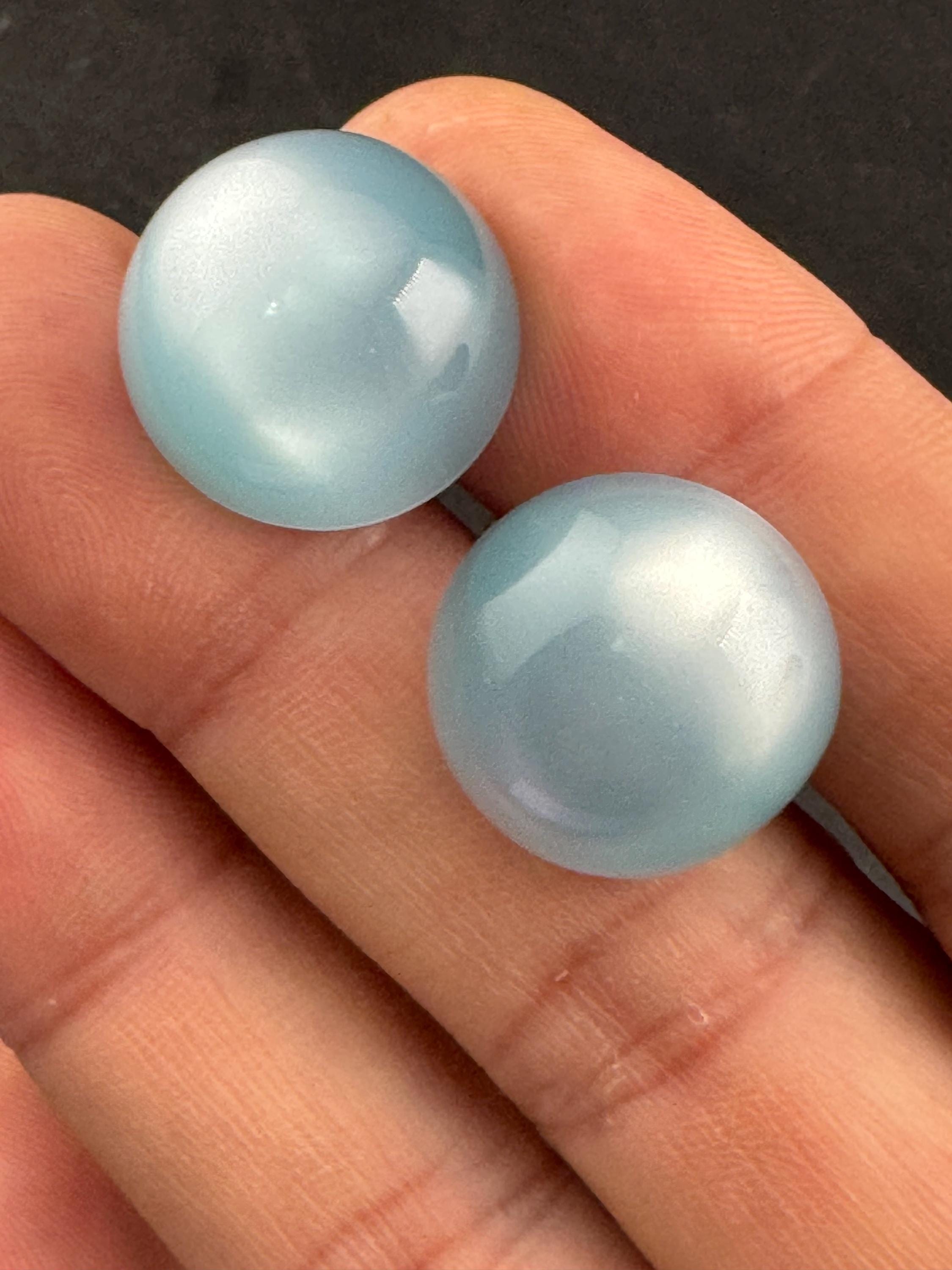 Vintage 2cm round light blue plastic button clip on stud earrings 1960s, screw back