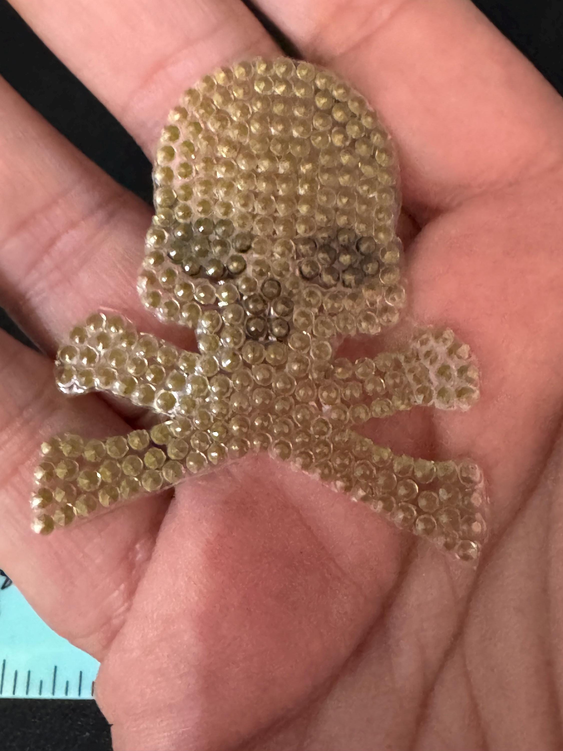 Diamanté Crystal Skull & Crossbones Patch: Iron-On Pirate Applique