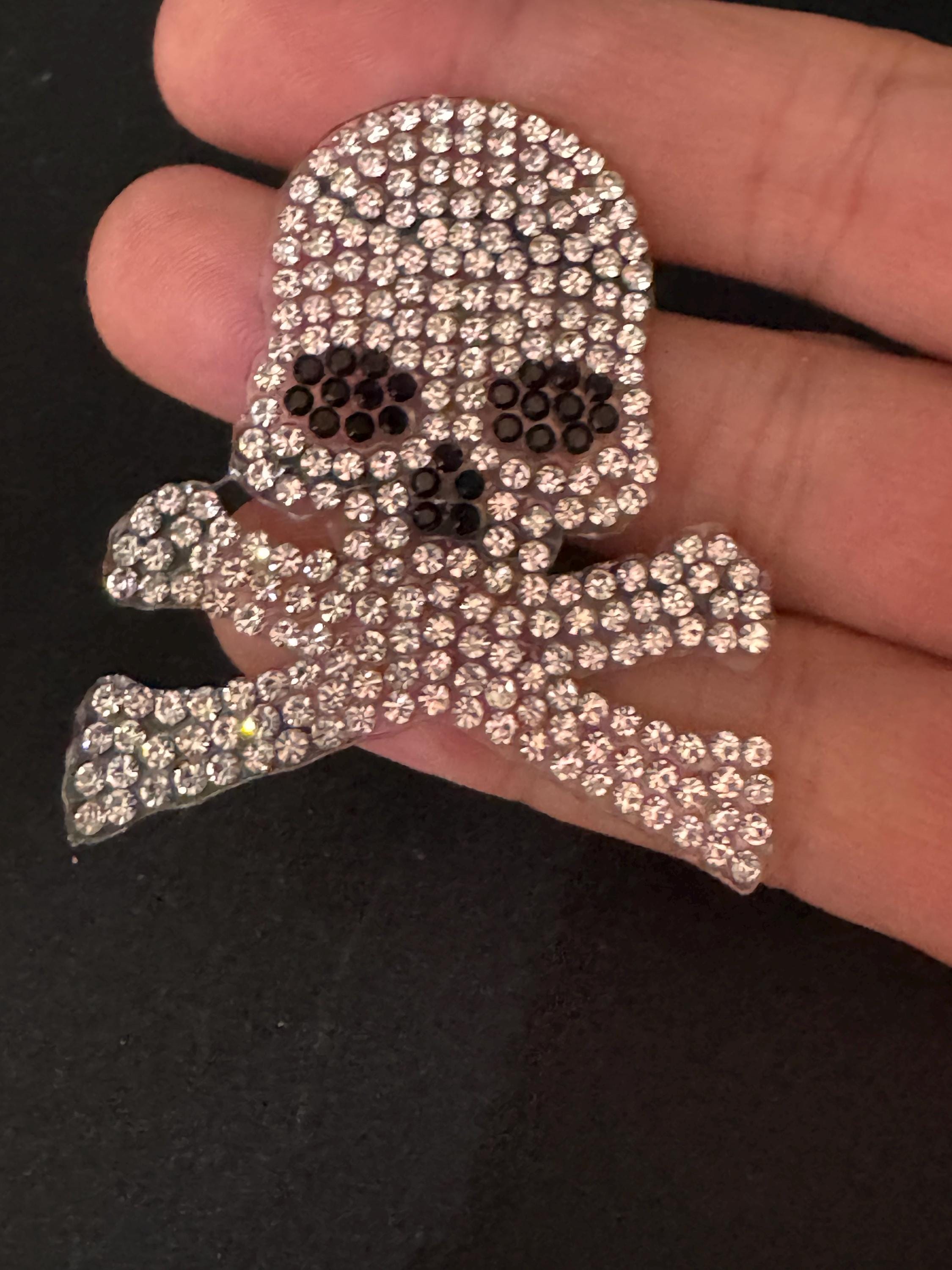 Diamanté Crystal Skull & Crossbones Patch: Iron-On Pirate Applique