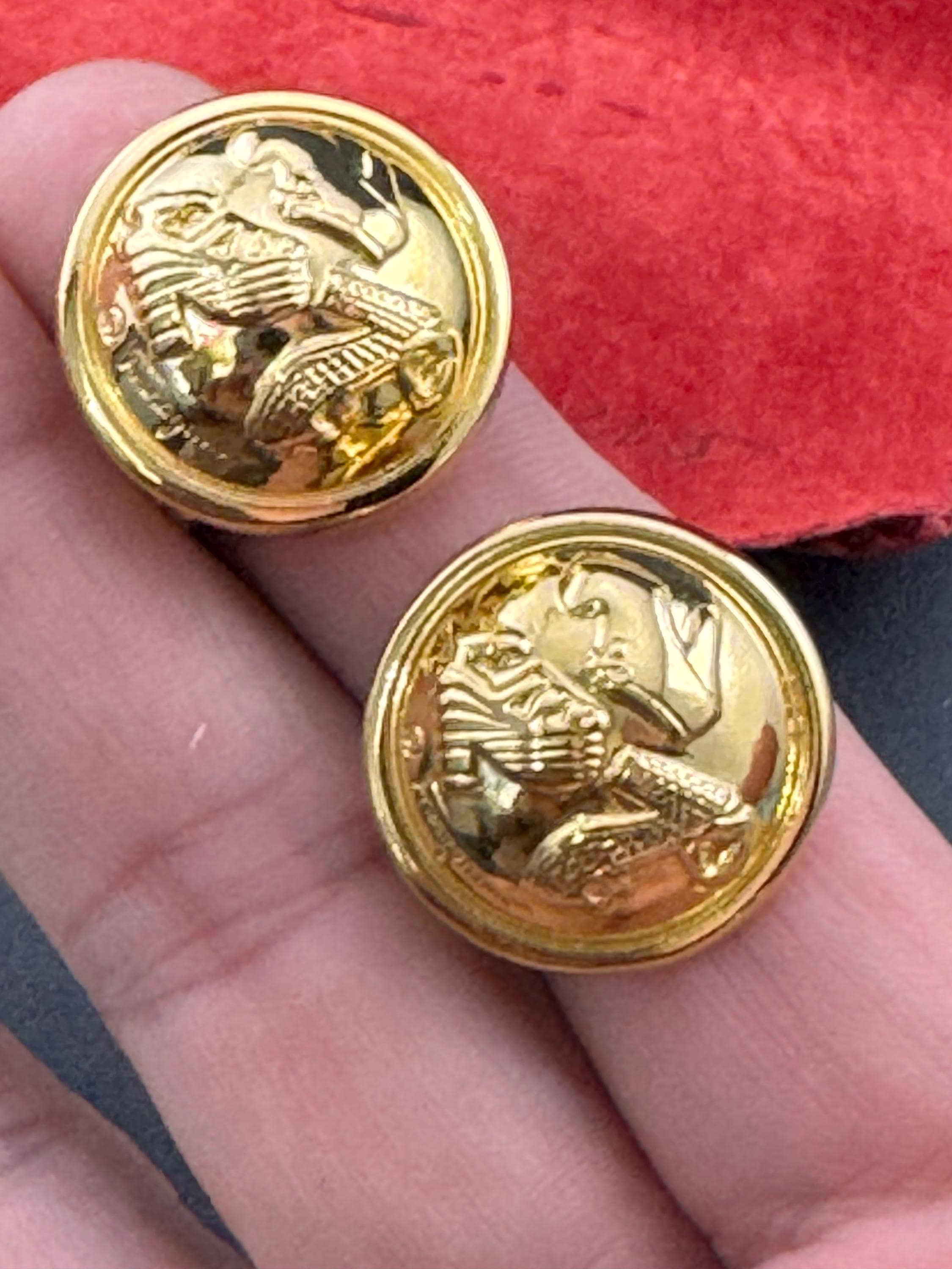 Signed salvatore ferragamo vintage Italian gold plated domed stud clip on earrings 2cm