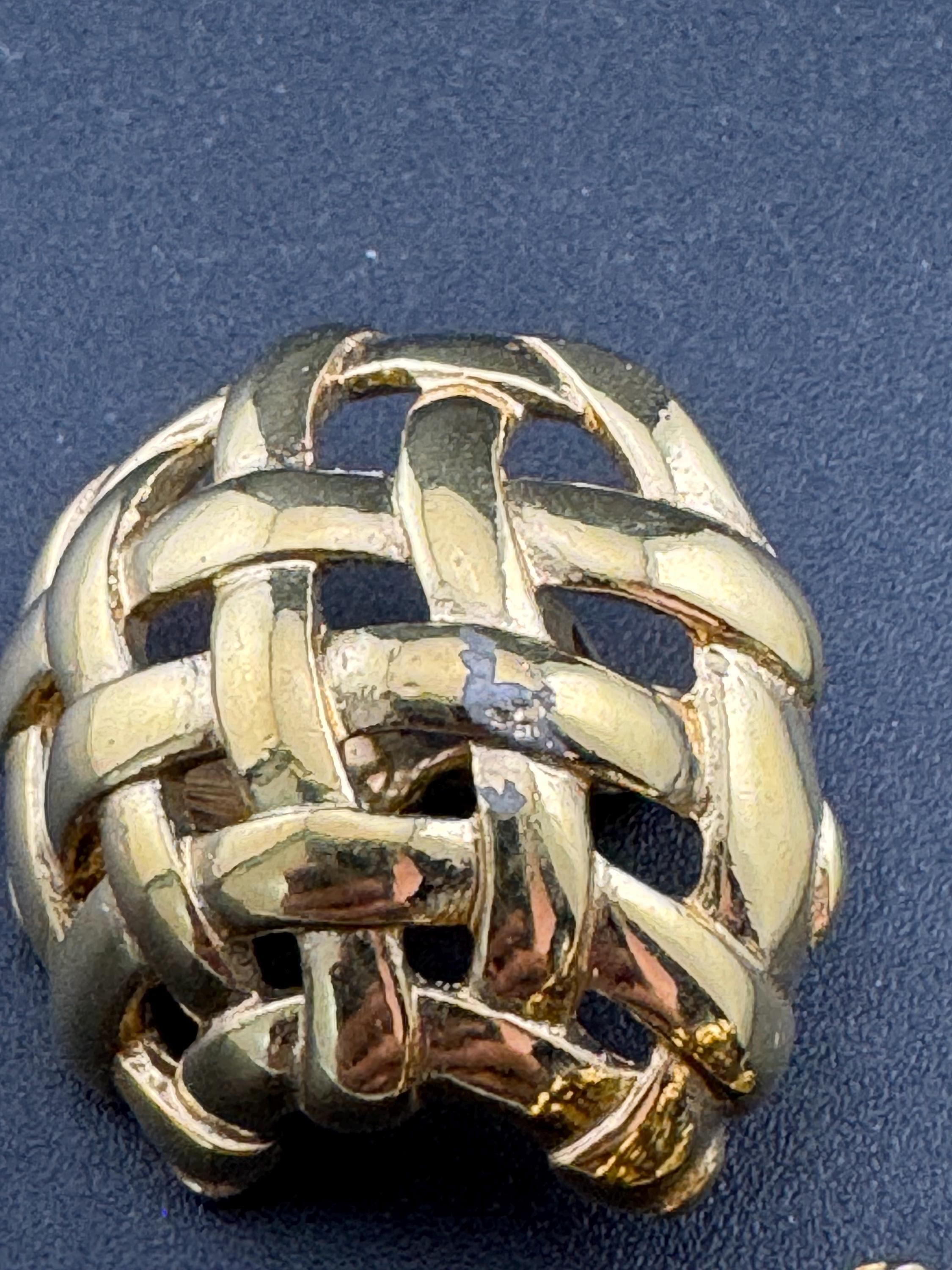 Signed MONET Gold tone textured woven domed basket weave clip on earrings