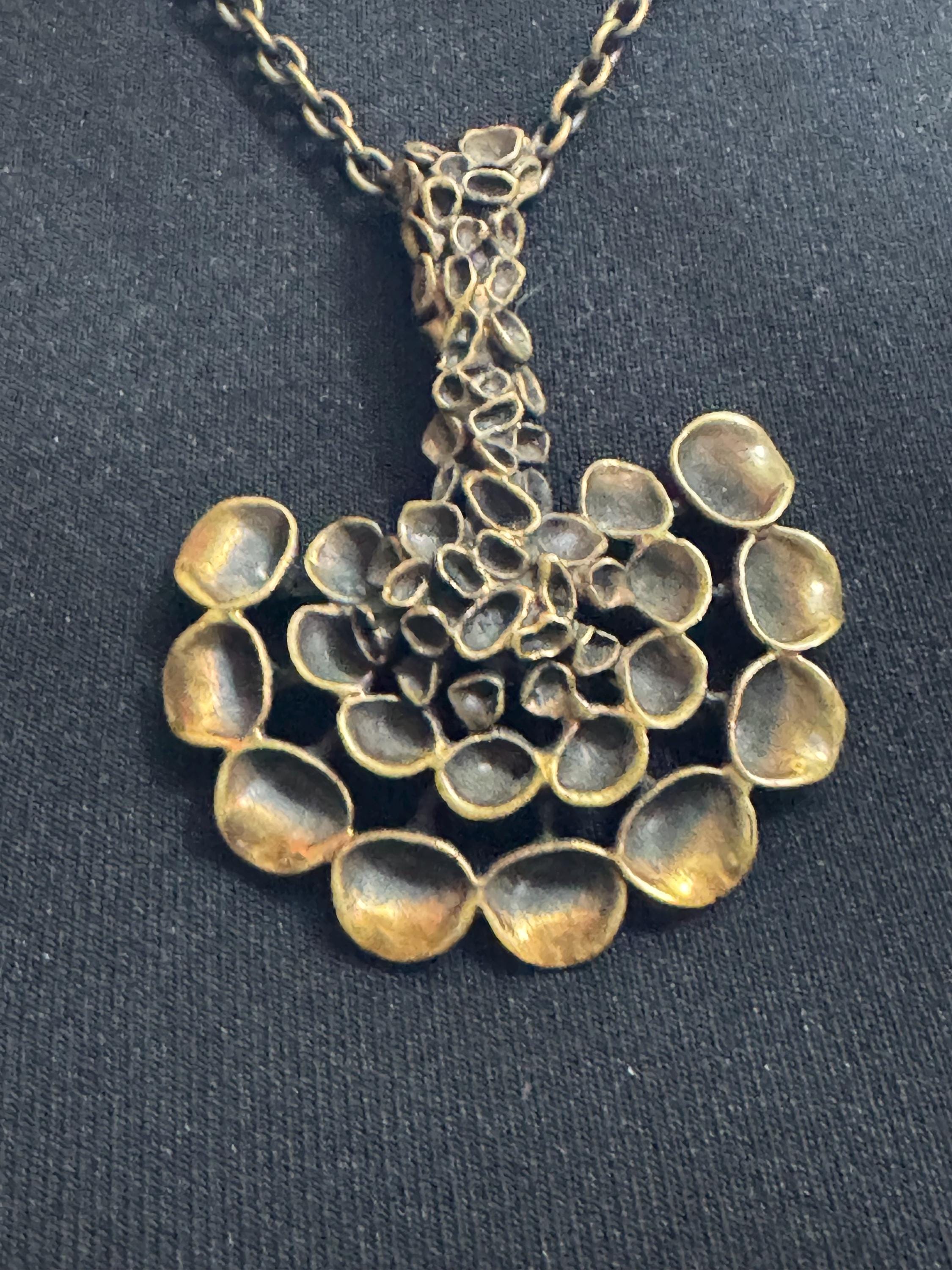 Vintage Bronze Reindeer Moss Jewelry Set: Hannu Ikonen Valo Koru, Finland