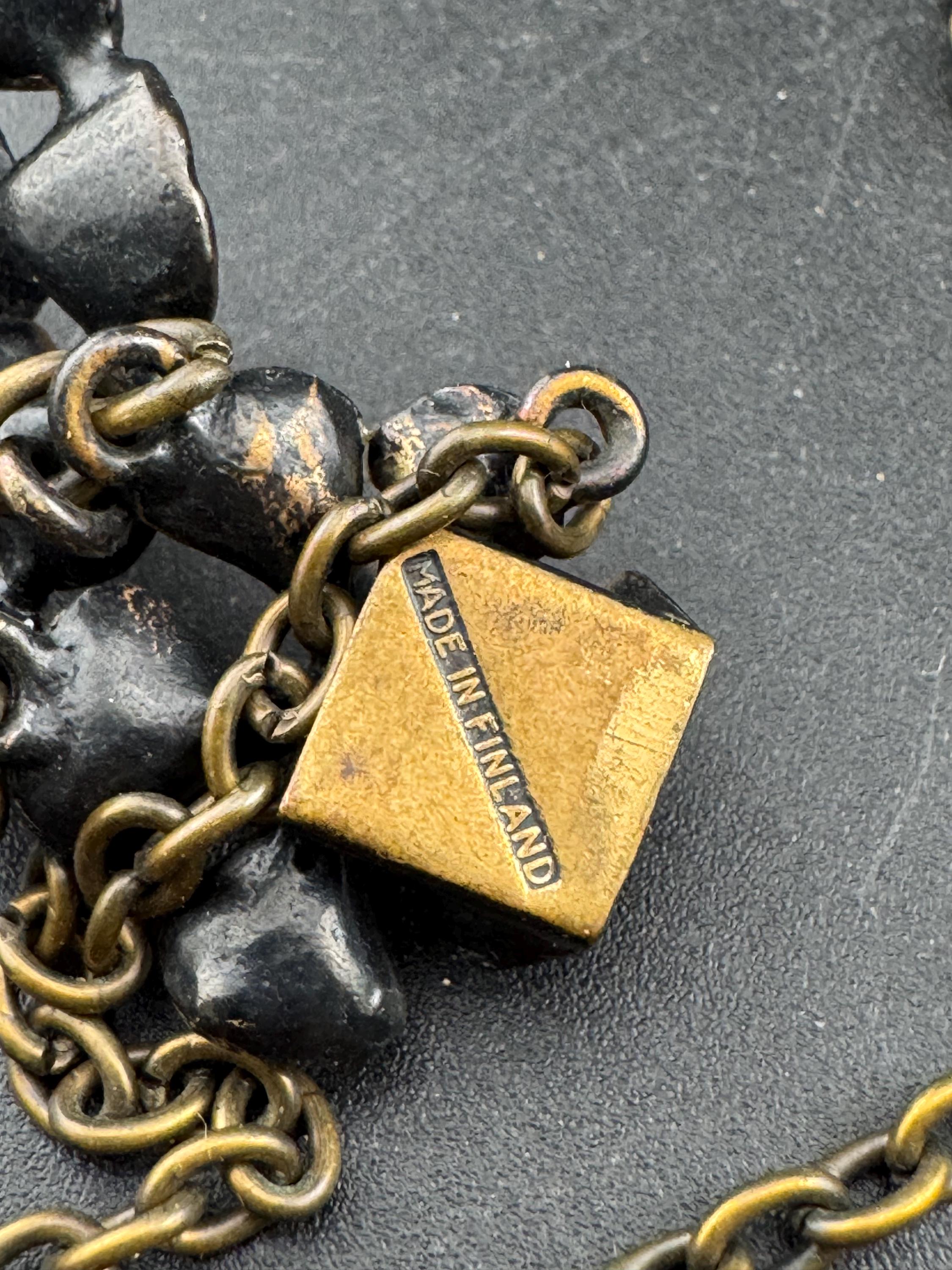 Vintage Bronze Reindeer Moss Jewelry Set: Hannu Ikonen Valo Koru, Finland