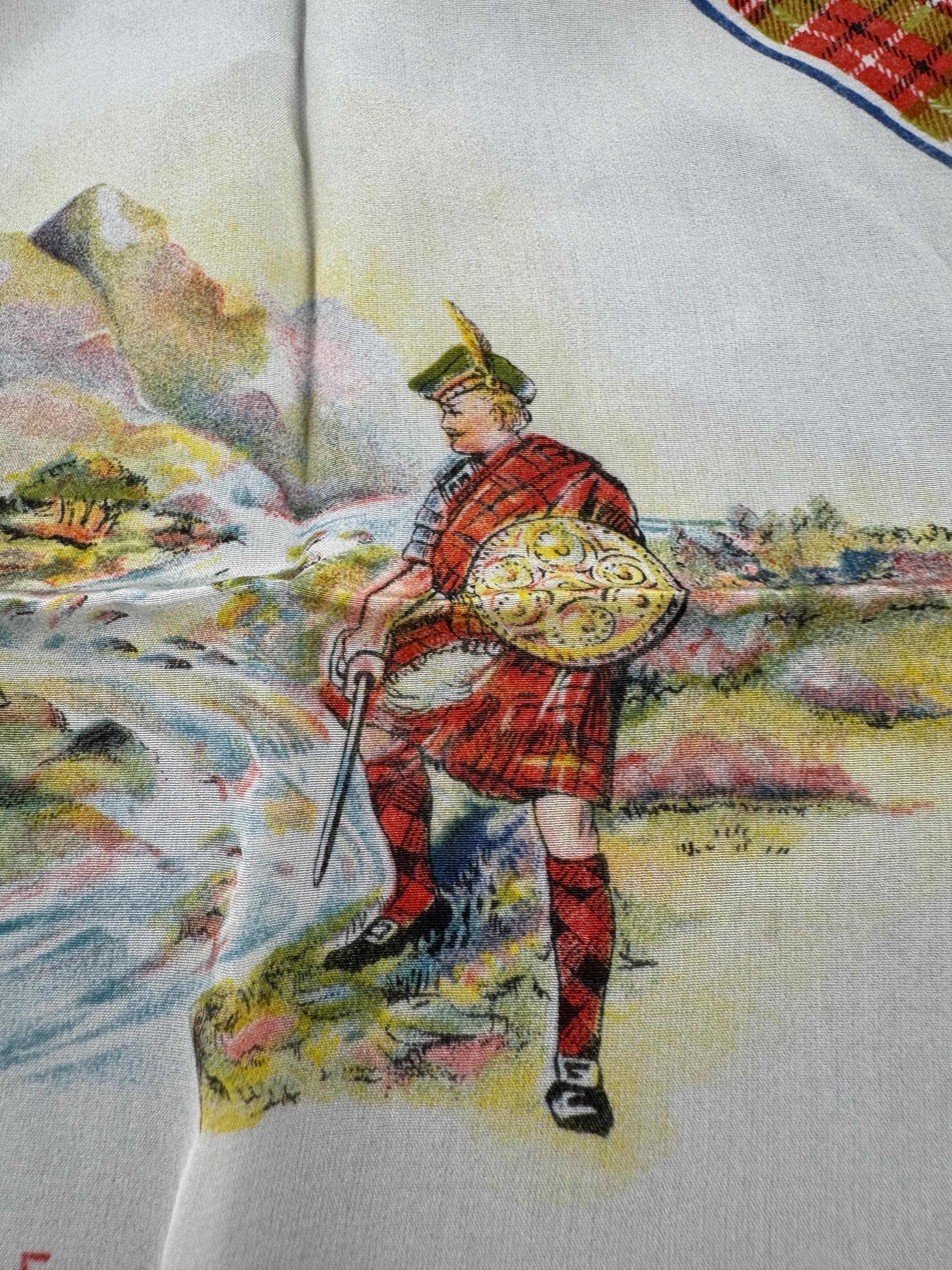 Vintage frae bonnie Scotland  traditional scottish tartan  Handkerchief Hanky Hankie crepe