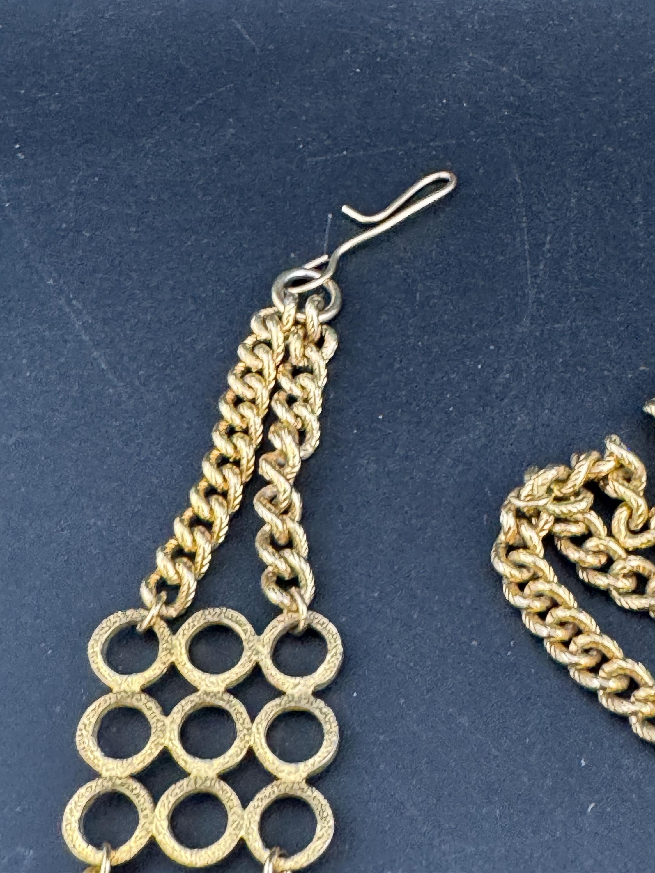 Petite fit 64-77cm gold tone chain link geometric dropper adjustable fashion belt