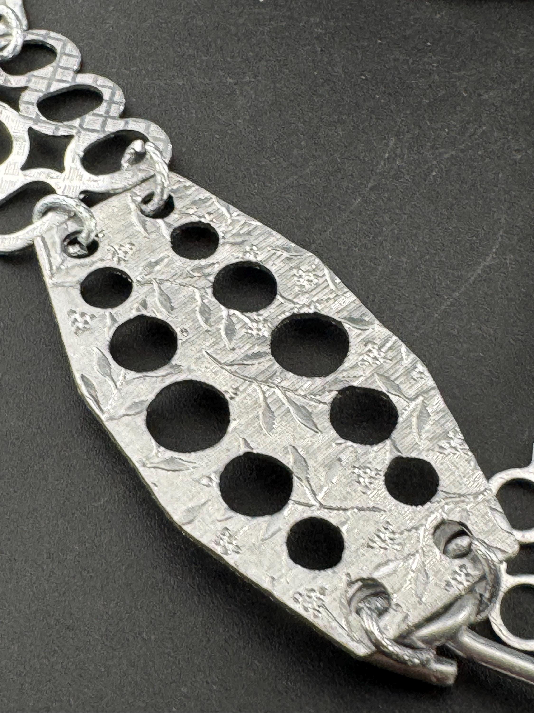 78-90cm Lightweight aluminium vintage silver tone panel link chain belt 60s 70s
