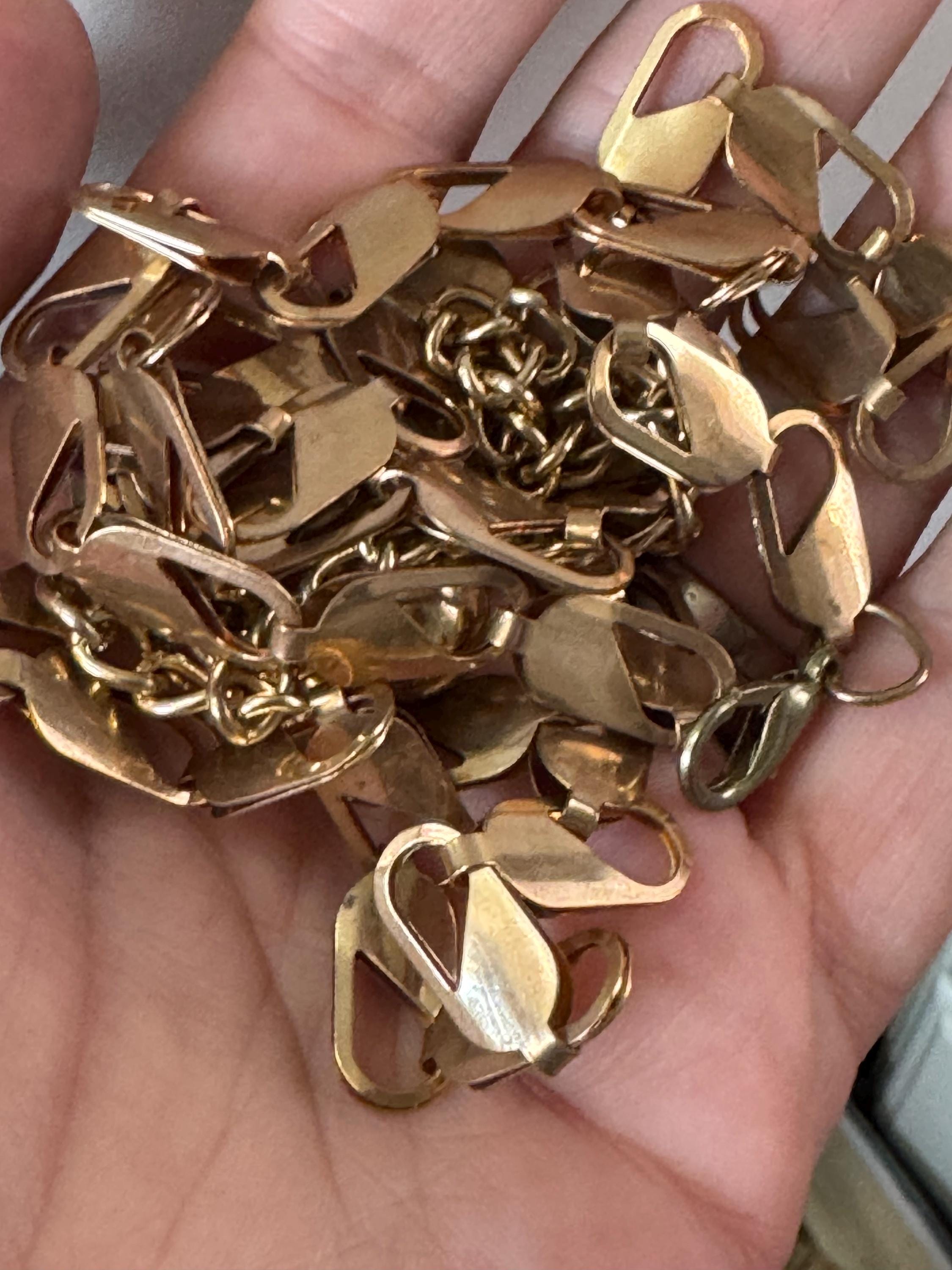 Vintage lightweight dark copper gold tone skinny chain link belt 80-94cm