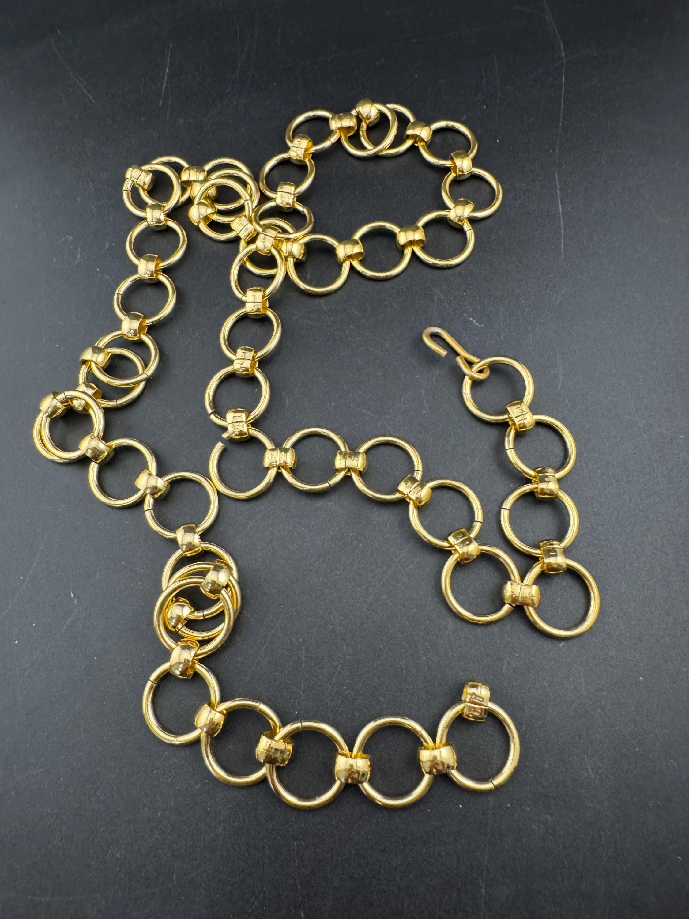 retro gold tone chain link geometric hoop adjustable fashion belt adj to 93cm