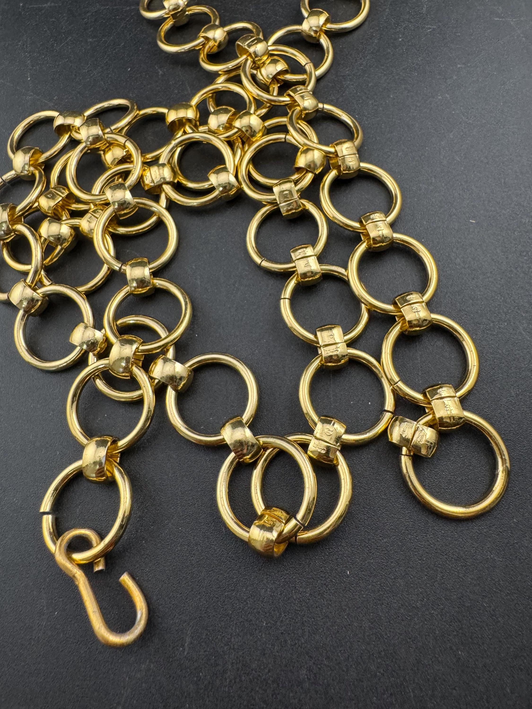 retro gold tone chain link geometric hoop adjustable fashion belt adj to 93cm