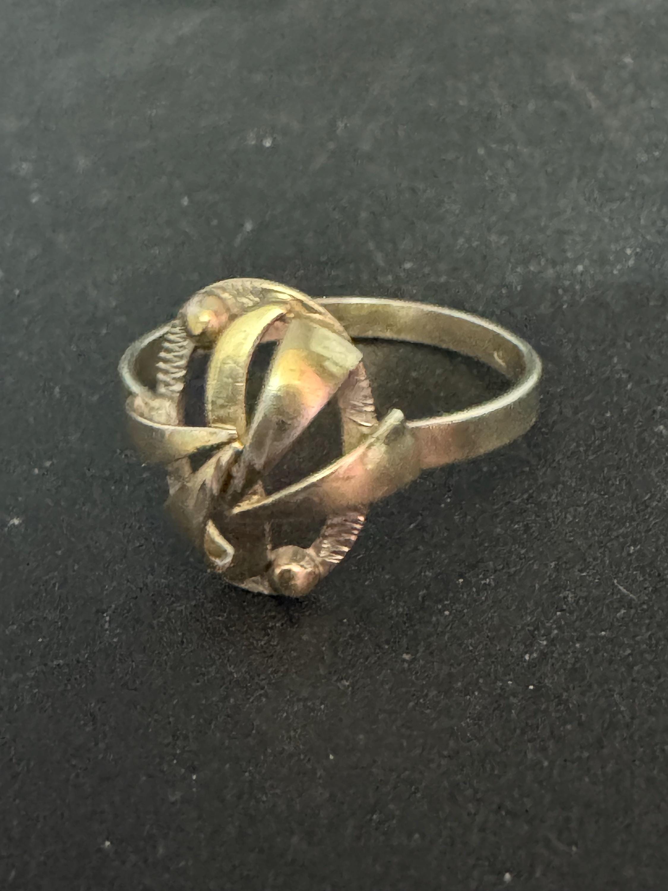 Size P Vintage dainty 925 sterling silver ladies modernist dress ring 1.5 grams