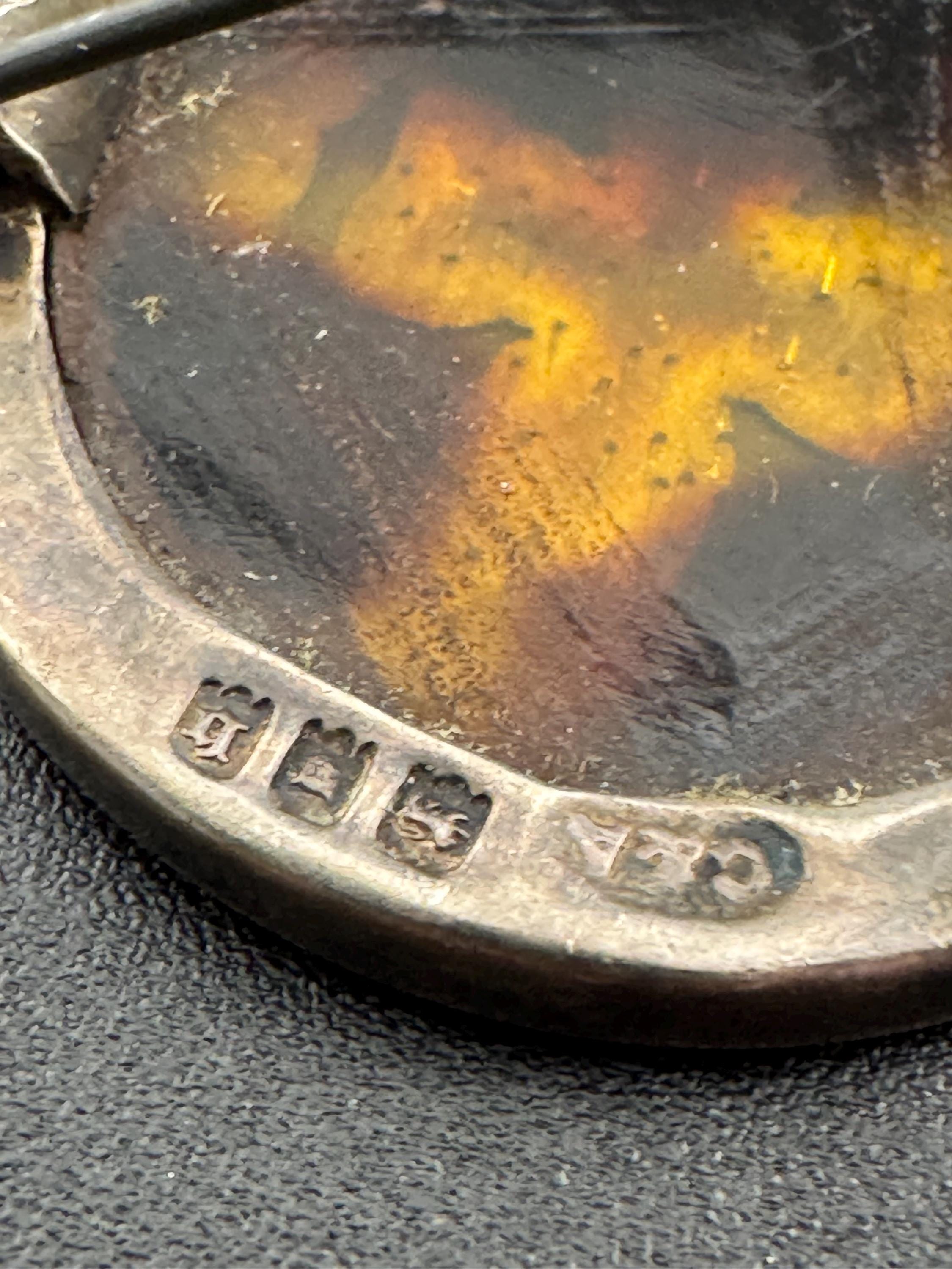 Antique 1912 Edwardian  925 sterling silver tortoisesgrll brooch 3.9grams 2.75cm full hallmarks