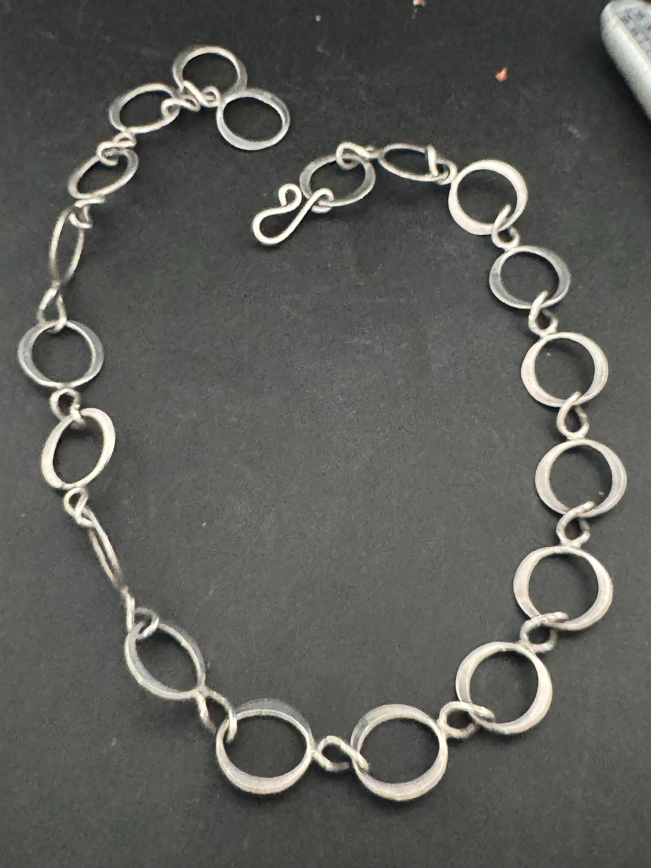 Vintage London 1976 R&LR 925 Sterling silver hoop ring 42cm chain necklace 18.1 grams