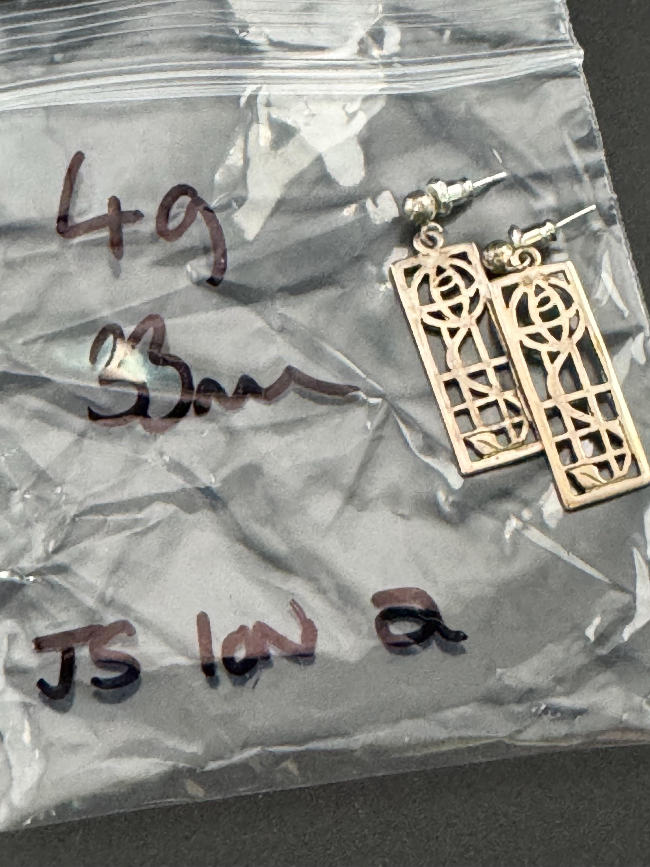 Vintage Sterling Silver Dangle Earrings: Arts & Crafts, London Hallmarks